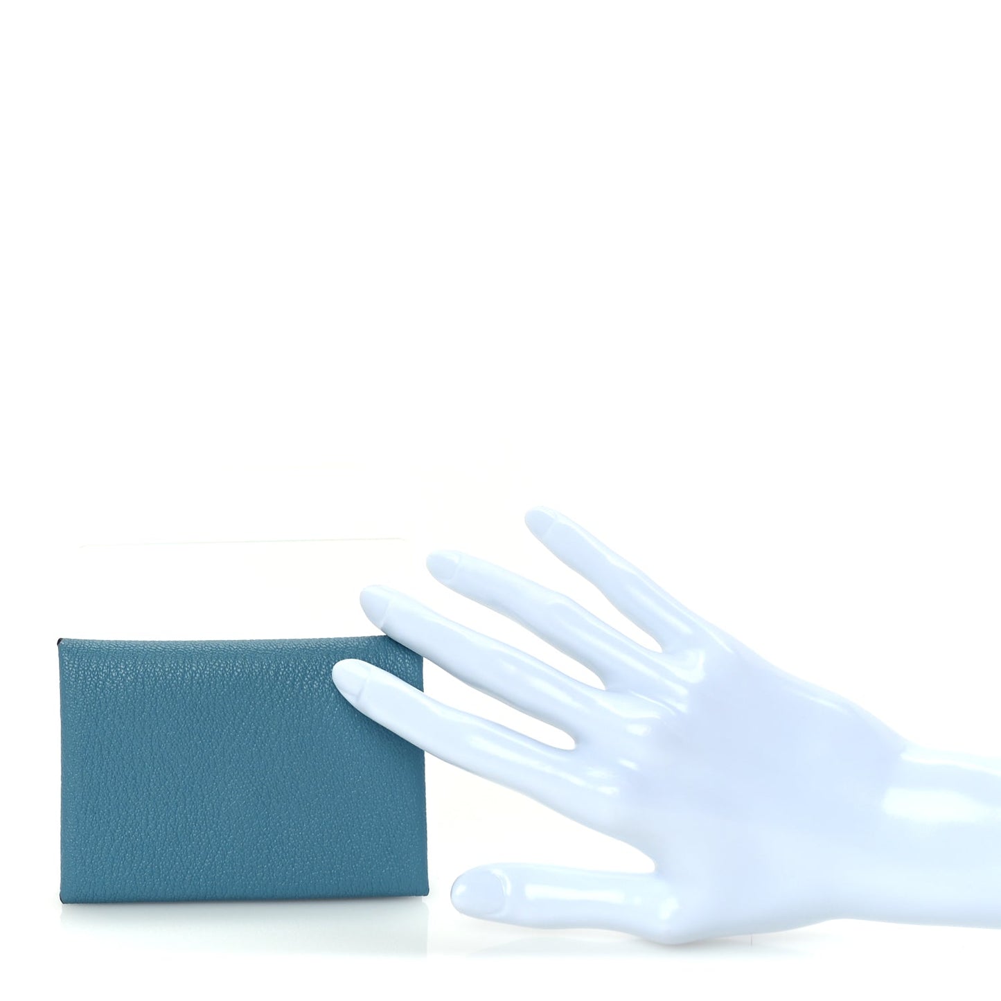 Hermes Chevre Chamkila Calvi Duo Card Case Blue Jean