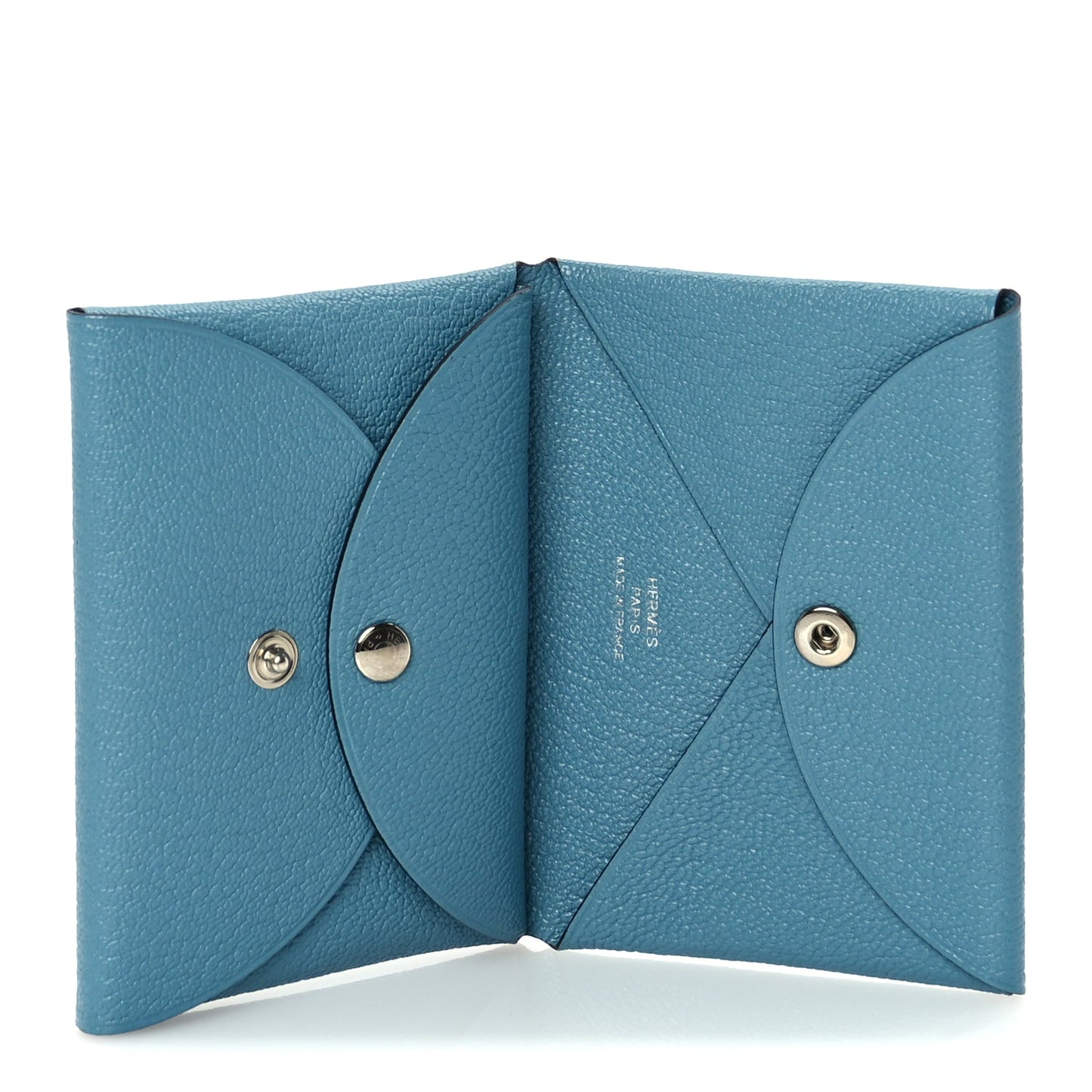 Hermes Chevre Chamkila Calvi Duo Card Case Blue Jean