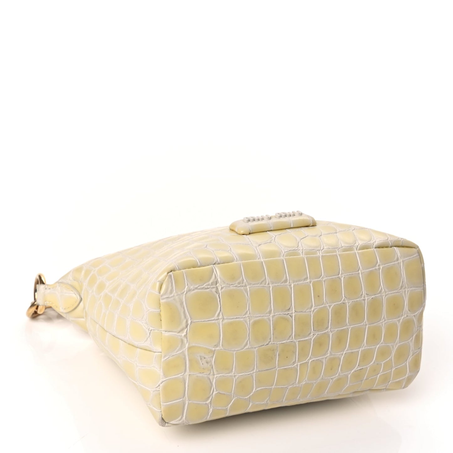 Miu Miu Calfskin Crocodile Embossed St Cocco Spirit Bag White