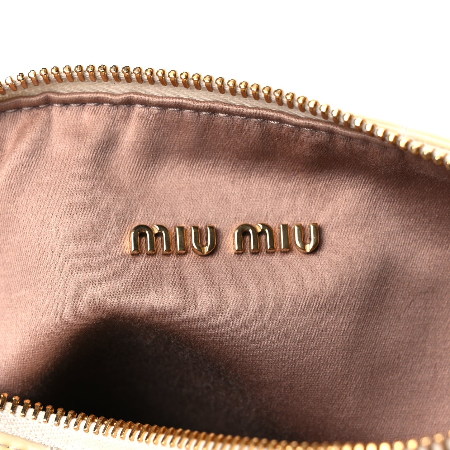 Miu Miu Calfskin Crocodile Embossed St Cocco Spirit Bag White