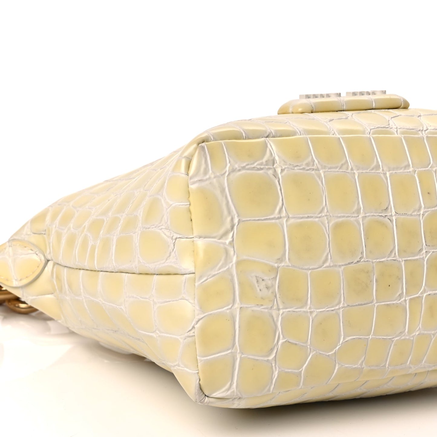 Miu Miu Calfskin Crocodile Embossed St Cocco Spirit Bag White