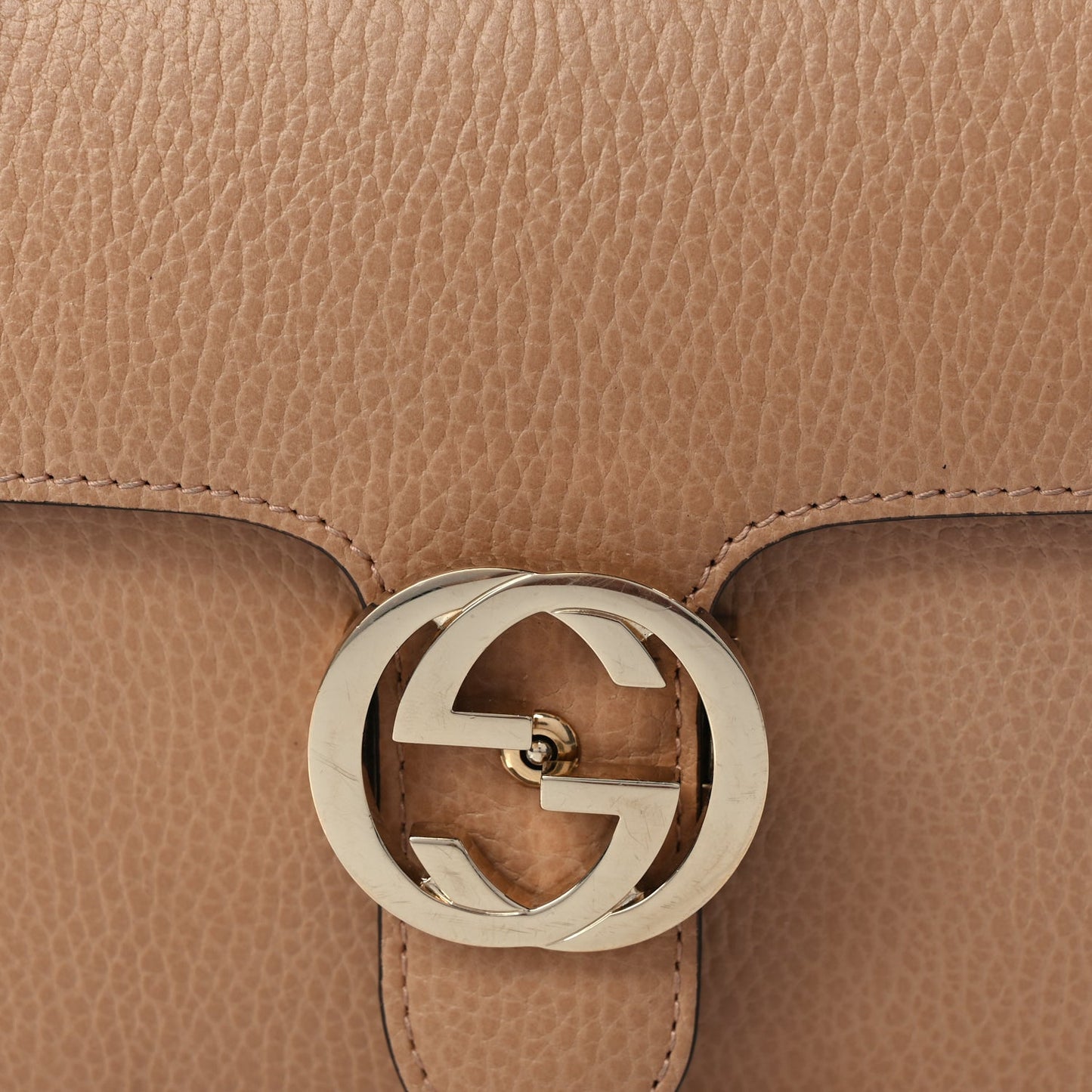 Gucci Dollar Calfskin Small Interlocking G Shoulder Bag Camelia