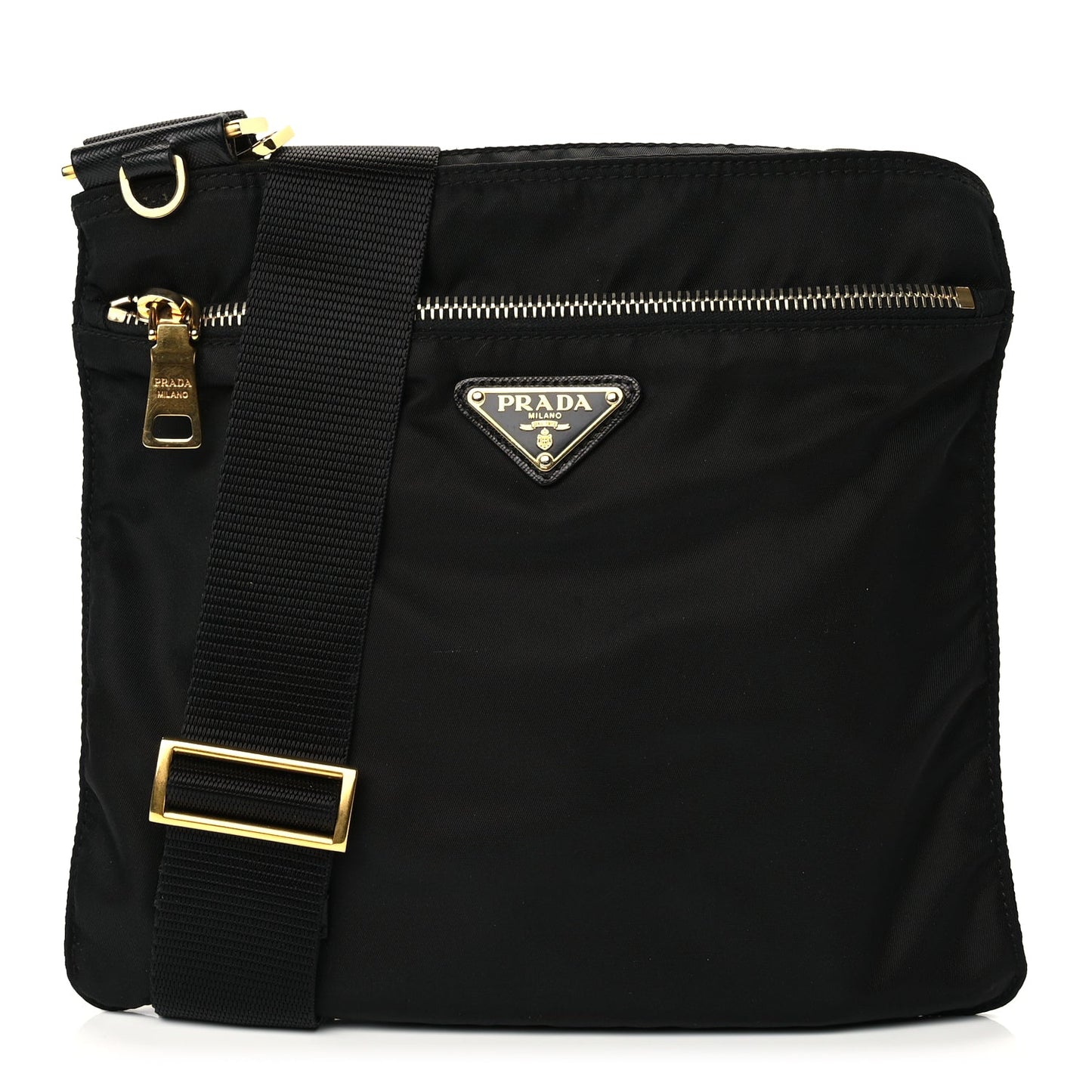 Prada Nylon Vela Flat Messenger Bag Black