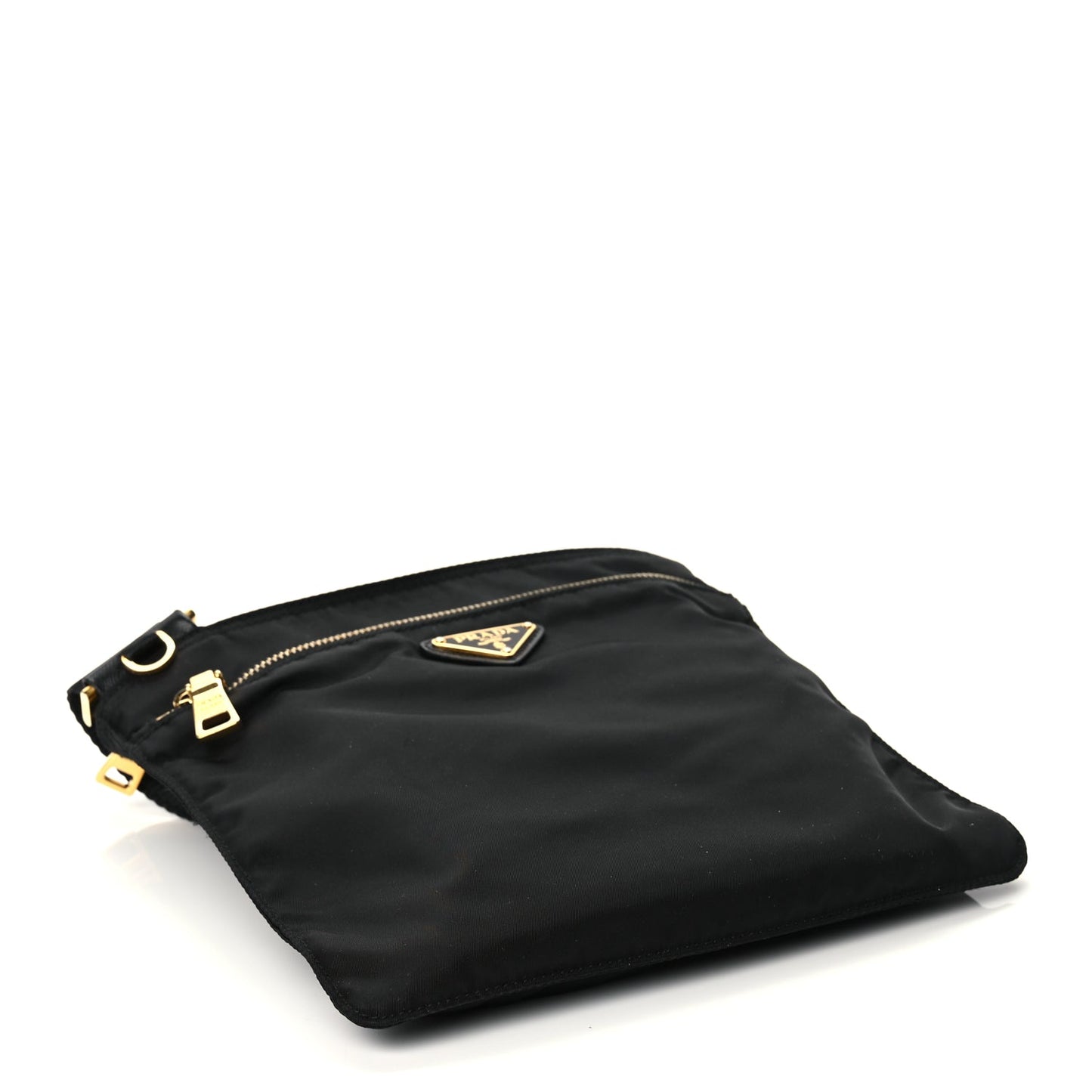 Prada Nylon Vela Flat Messenger Bag Black