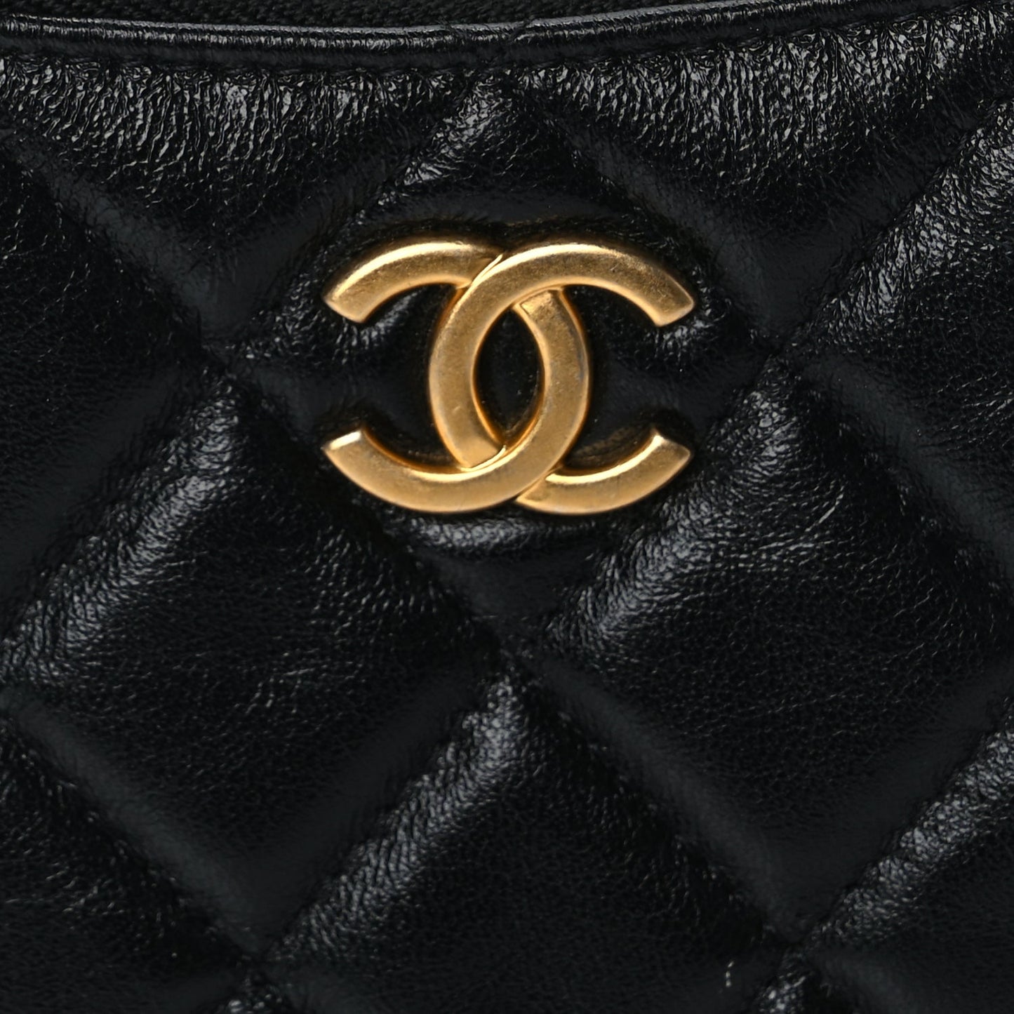 Chanel Lambskin Quilted Chain Around Top Handle Mini Bag Black