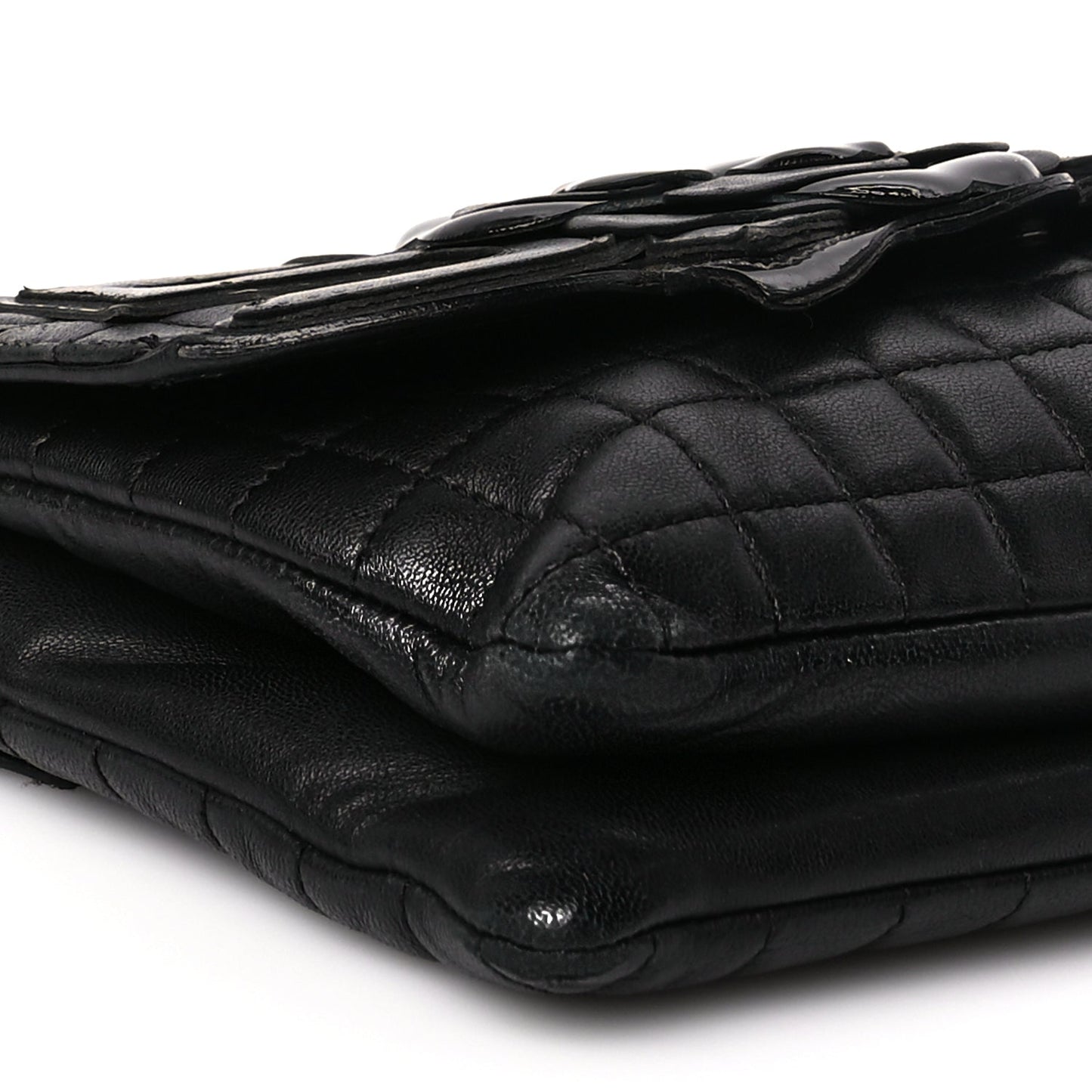 Chanel Lambskin Quilted Chocolate Bar Camellia No. 5 Flap Bag Black