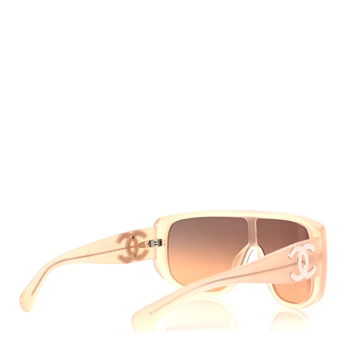 Chanel Transparent Acetate Shield Sunglasses 5495  Peach