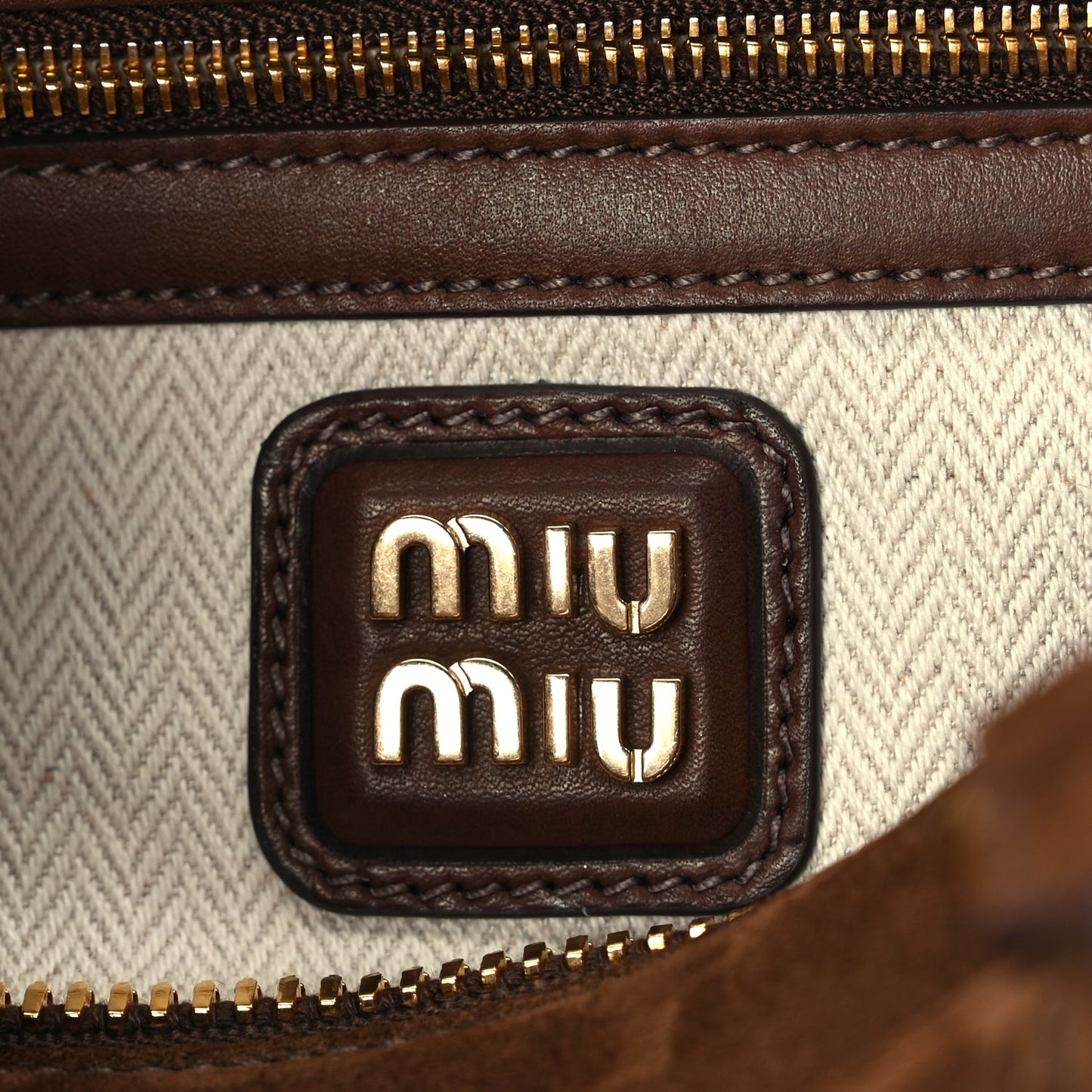 Miu Miu Camoscio Padded Large Arcadie Top Handle Bag Cacao