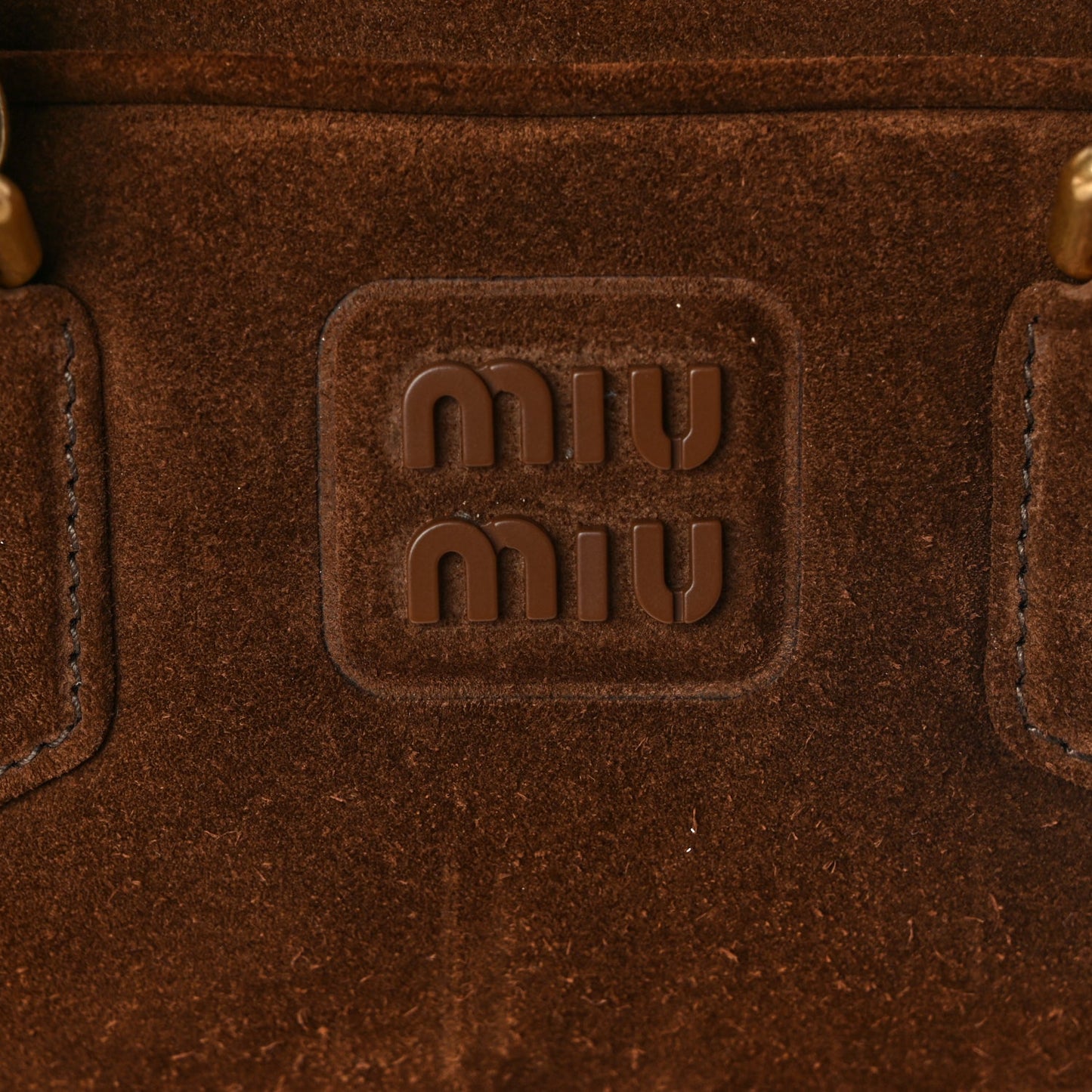 Miu Miu Camoscio Padded Large Arcadie Top Handle Bag Cacao