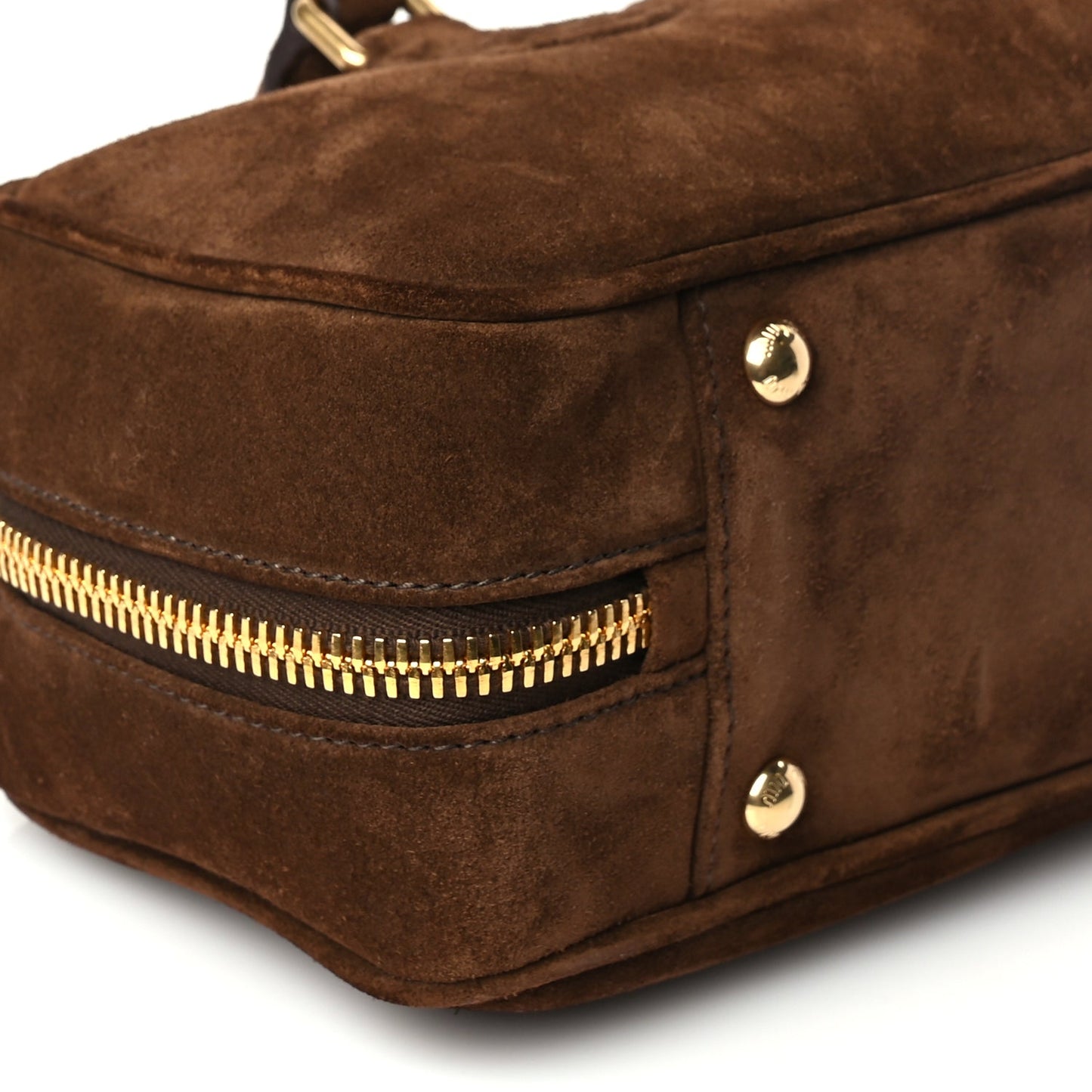 Miu Miu Camoscio Padded Large Arcadie Top Handle Bag Cacao