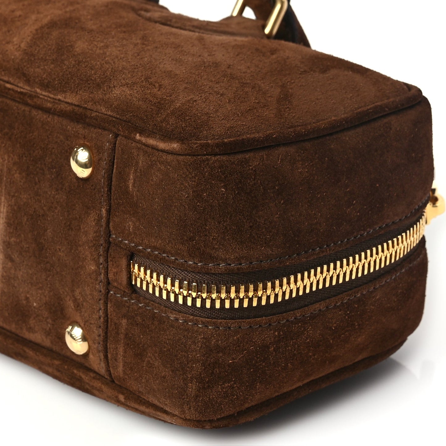 Miu Miu Camoscio Padded Large Arcadie Top Handle Bag Cacao