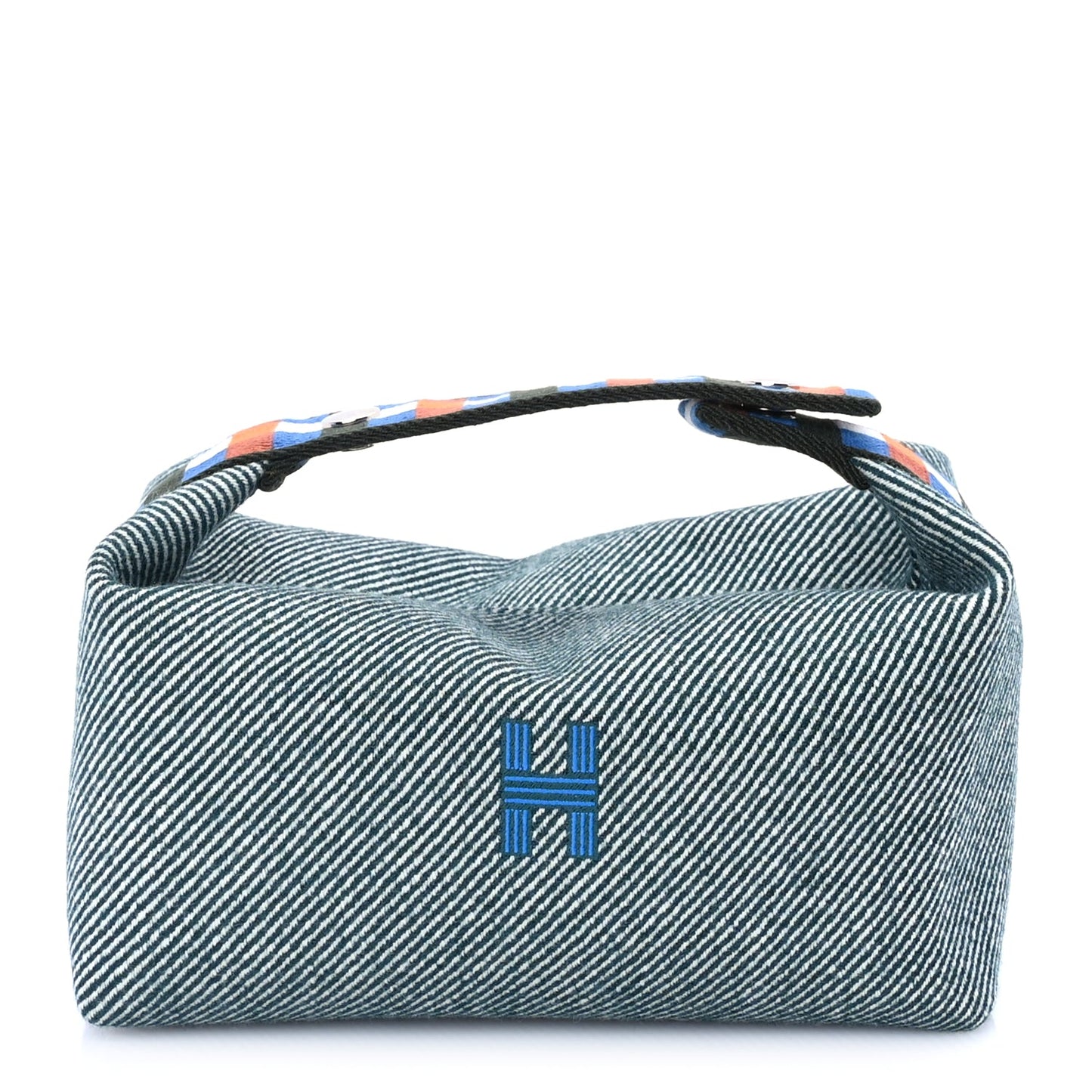 Hermes Merino Wool Small Au Carre Bride-A-Brac Pouch Vert Foret