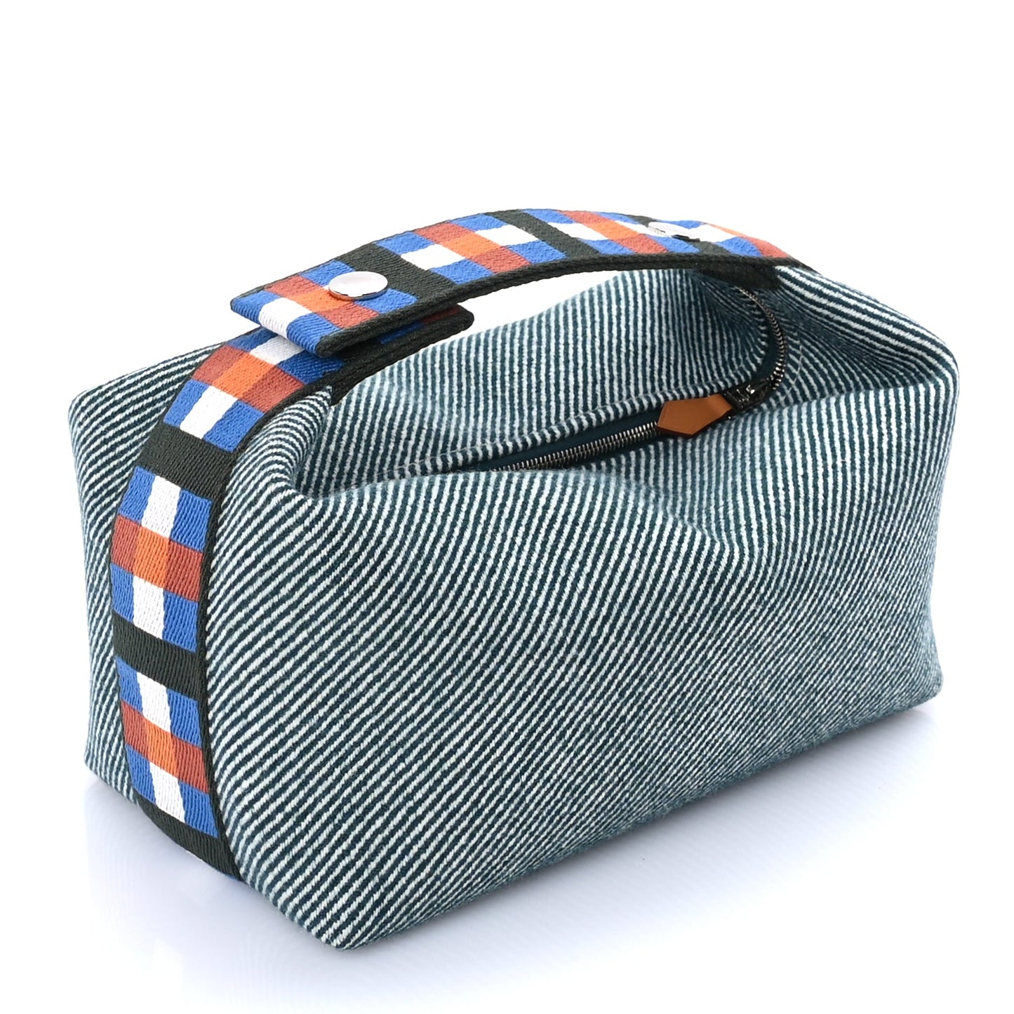 Hermes Merino Wool Small Au Carre Bride-A-Brac Pouch Vert Foret