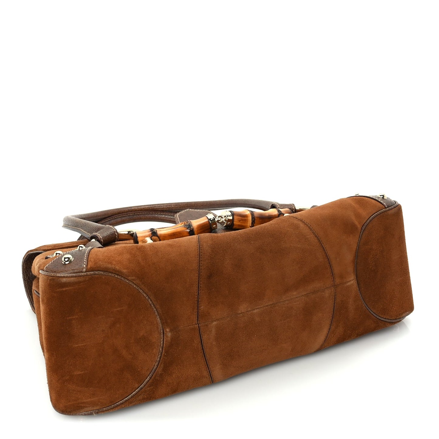 Gucci Suede Bamboo Horsebit Large Flap Bag Brown