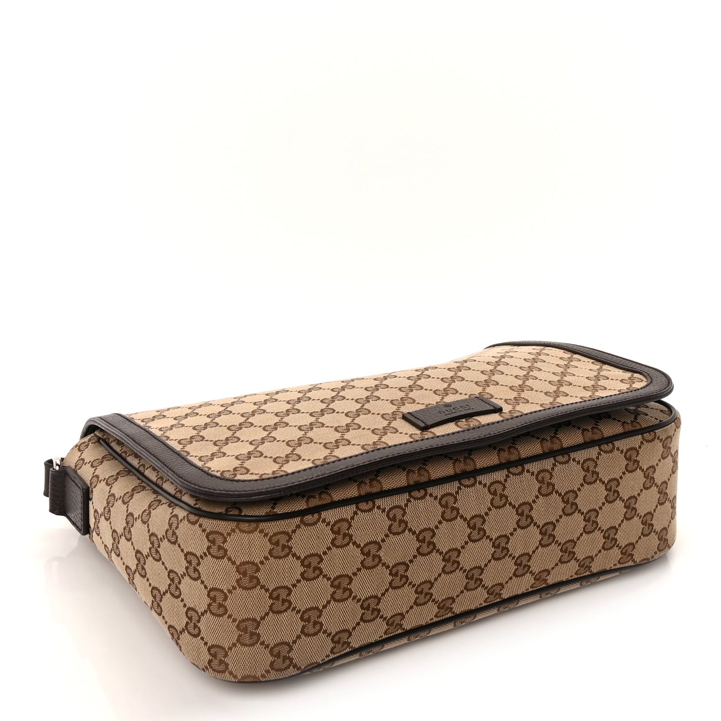 Gucci Monogram Large Flap Messenger Bag  Beige Dark Brown