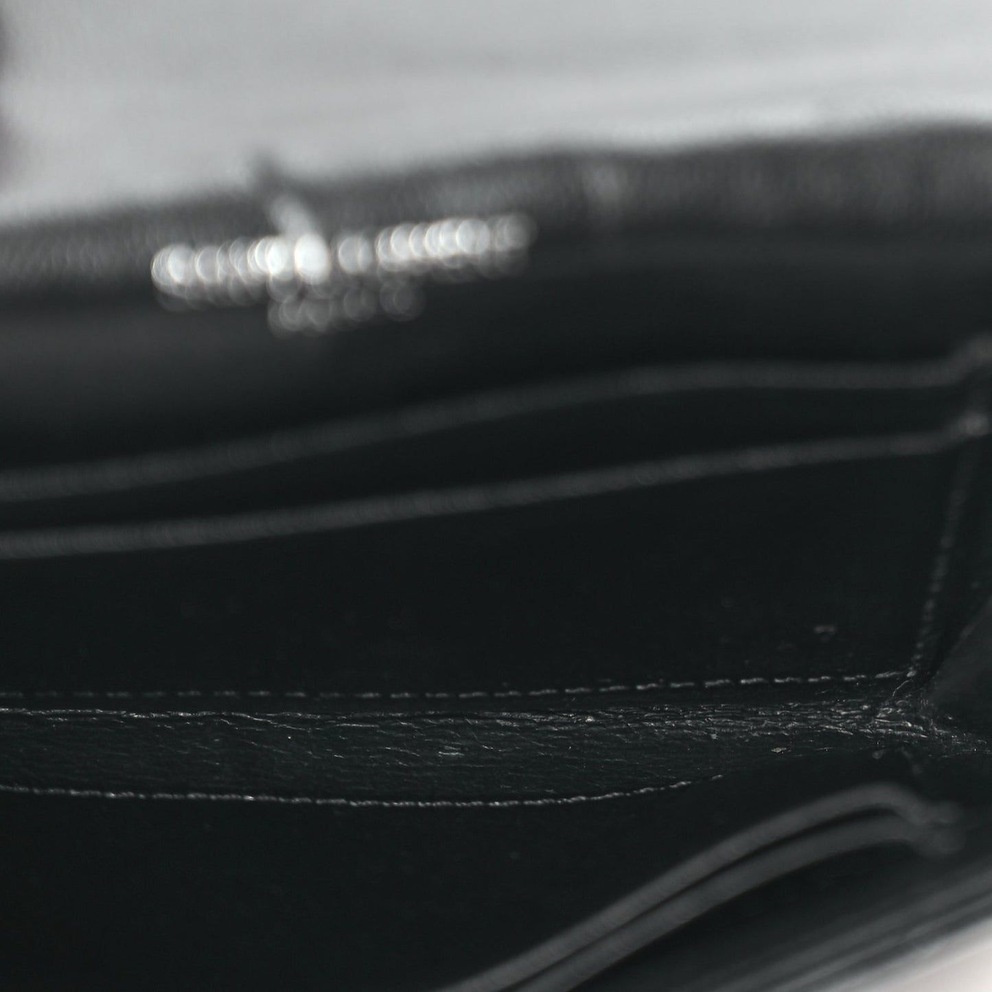 Saint Laurent Lambskin Y Quilted Monogram Small Loulou Envelope Wallet Black
