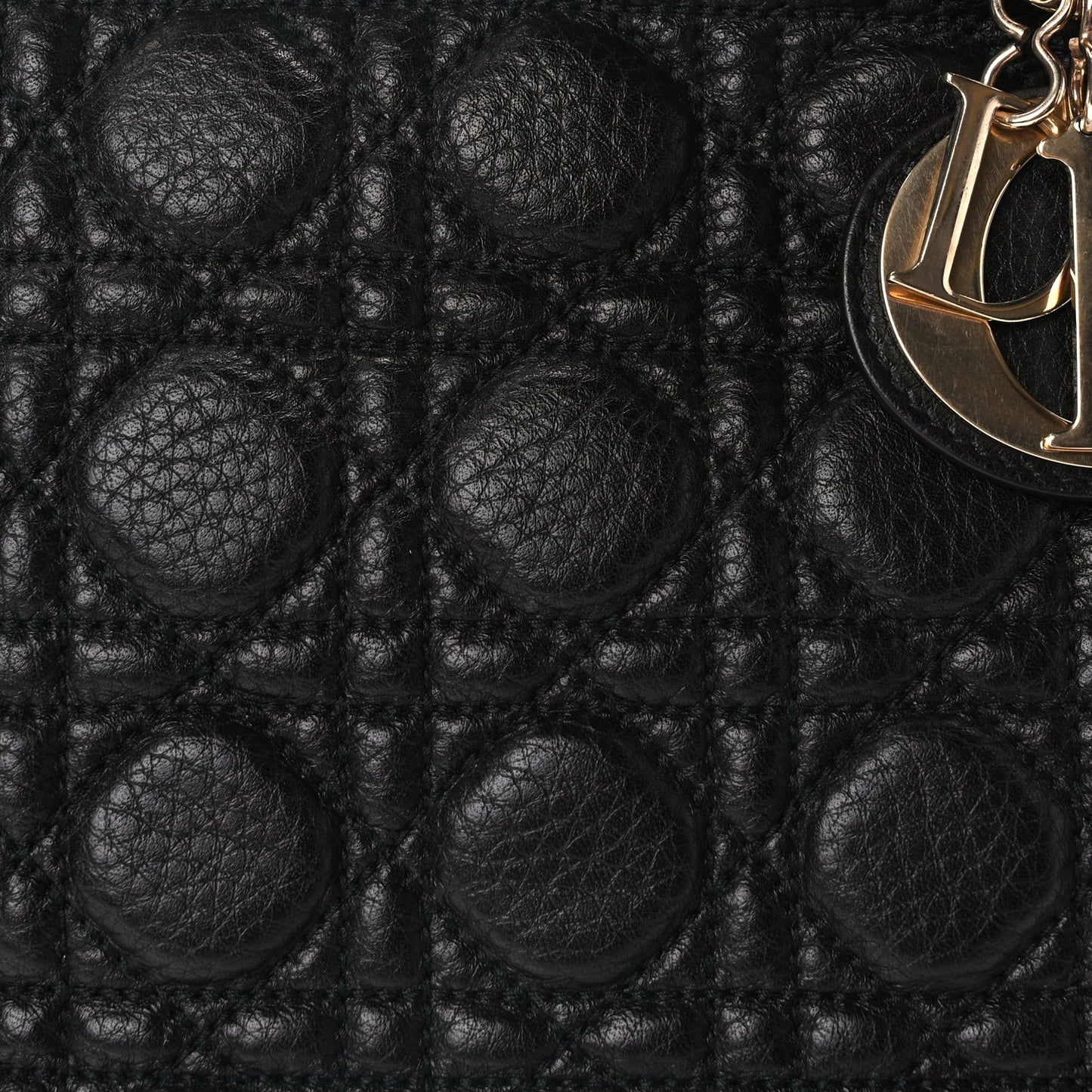Christian Dior Grained Calfskin Cannage Large Supple Lady Dior Black