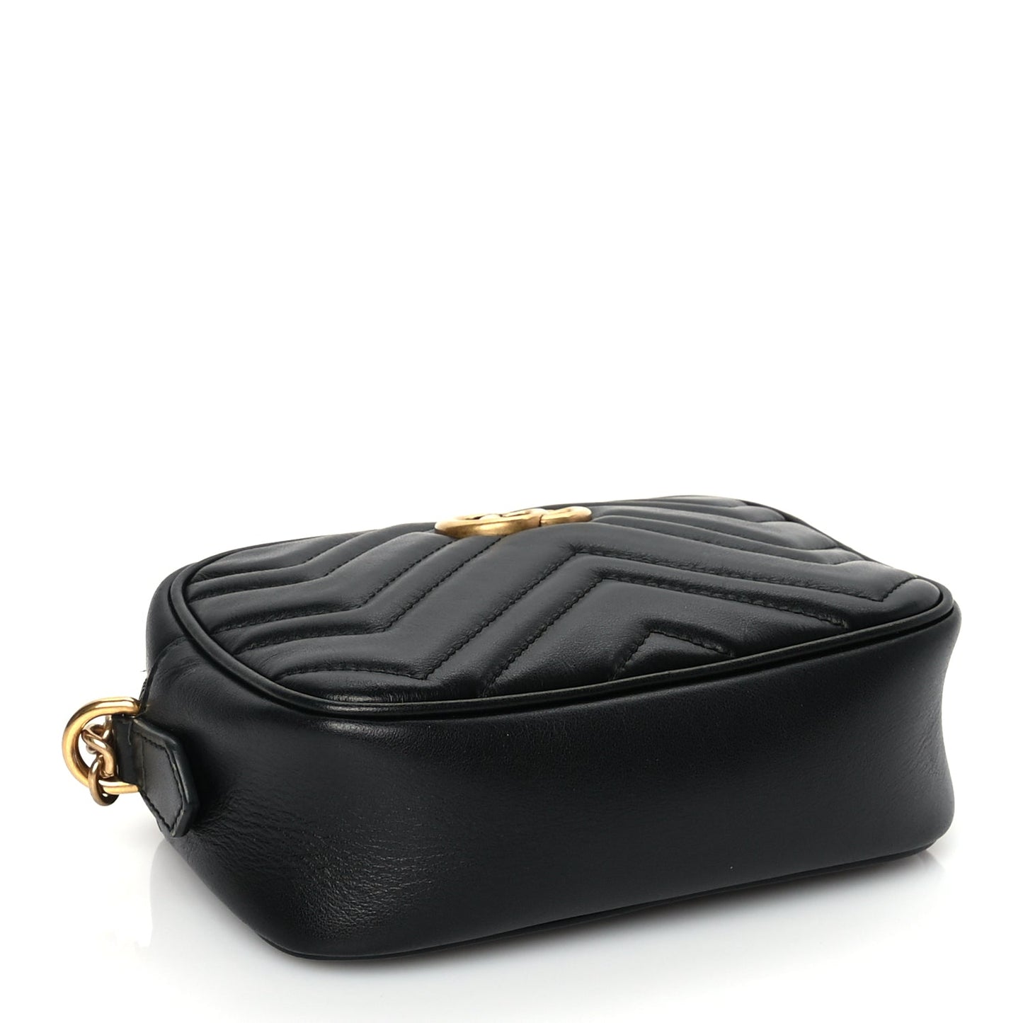 Gucci Calfskin Matelasse Mini GG Marmont Chain Shoulder Bag Black