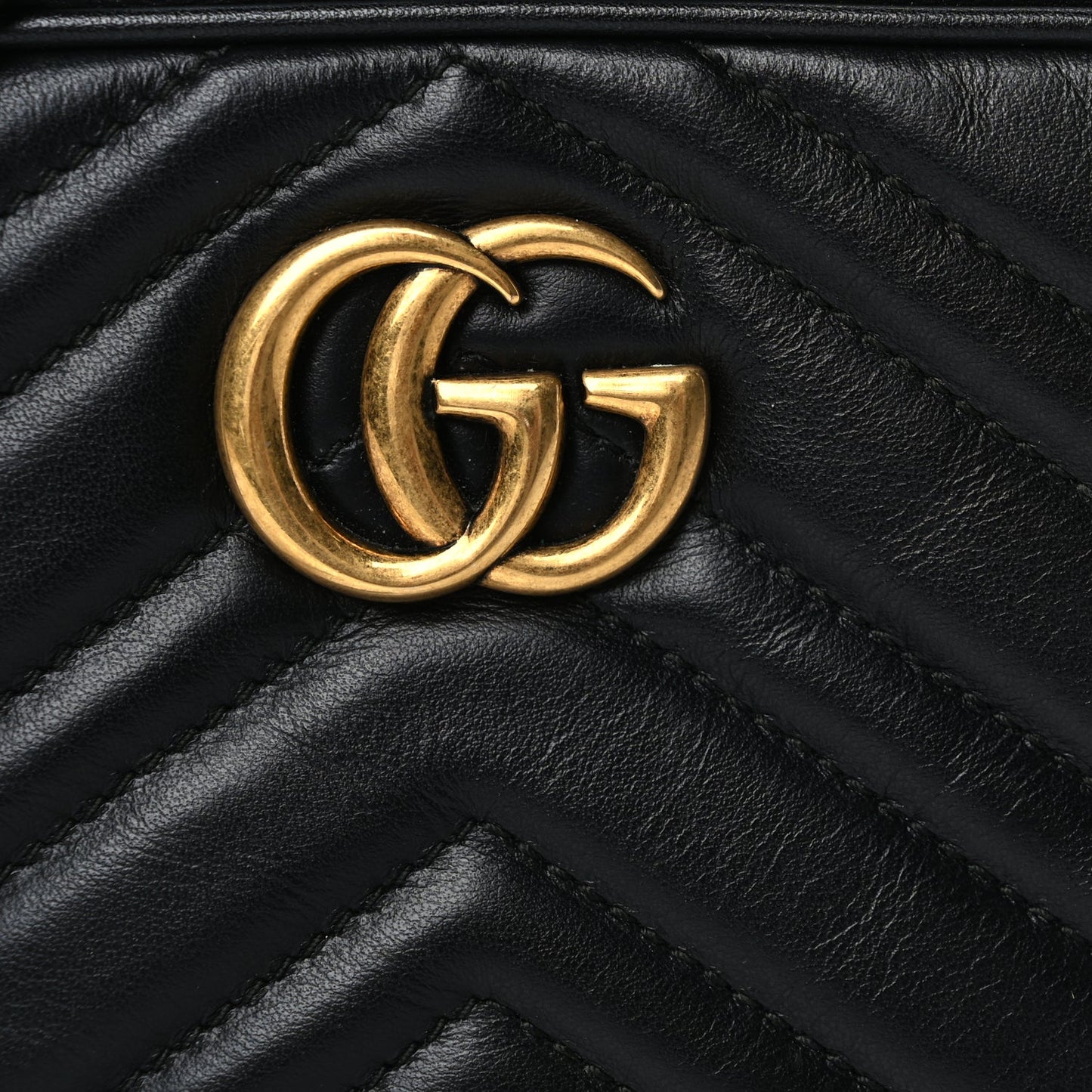 Gucci Calfskin Matelasse Mini GG Marmont Chain Shoulder Bag Black