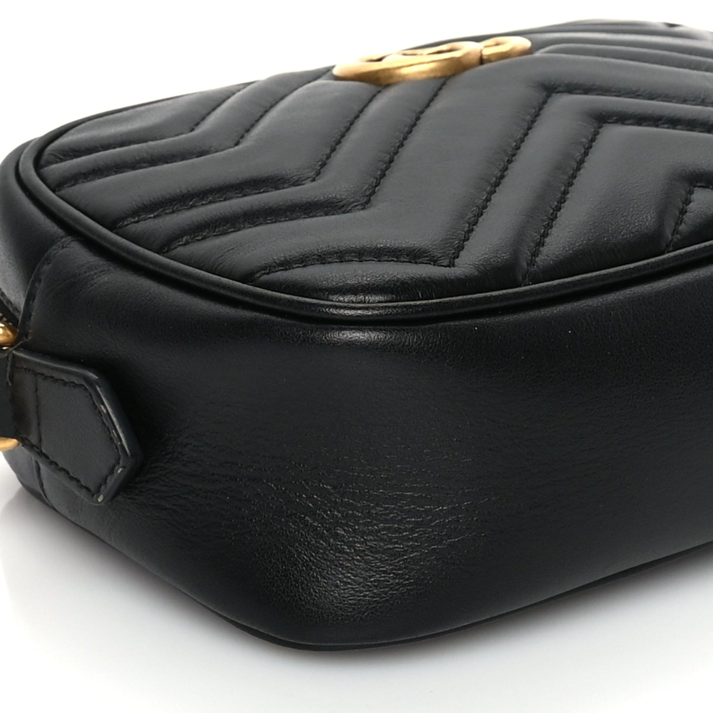 Gucci Calfskin Matelasse Mini GG Marmont Chain Shoulder Bag Black