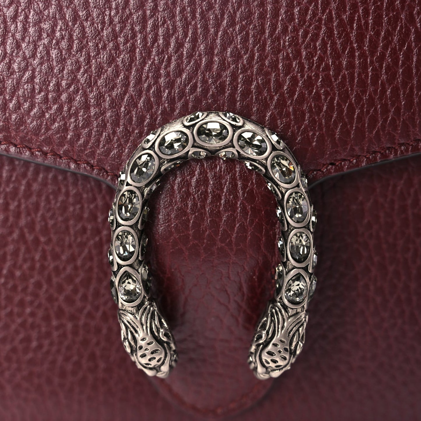 Gucci GUCCI Dollar Calfskin Crystal Mini Dionysus Chain Wallet Vintage Bordeaux