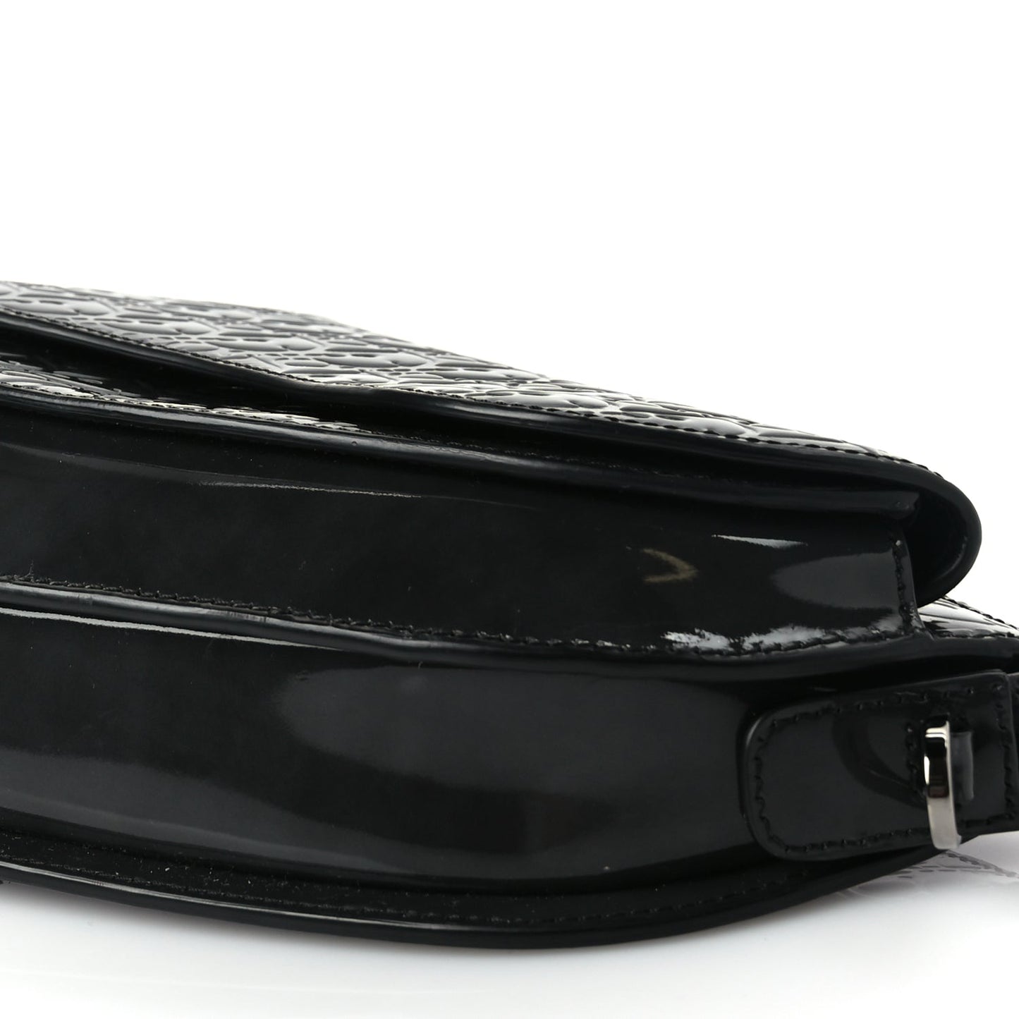 Christian Dior Patent Oblique Embossed Saddle Boxy Bag Black