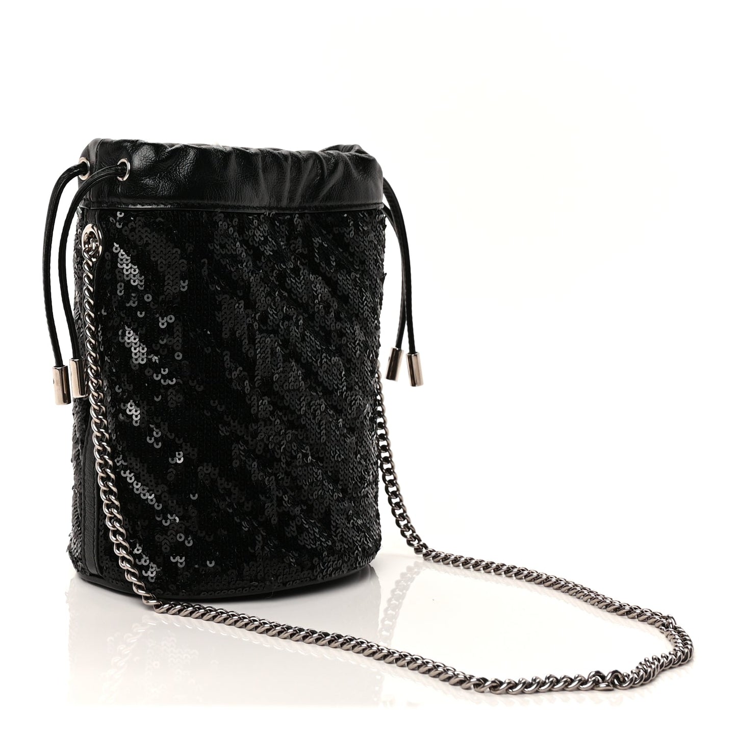 Gucci Sequin Mini GG Marmont 2.0 Bucket Bag  Black