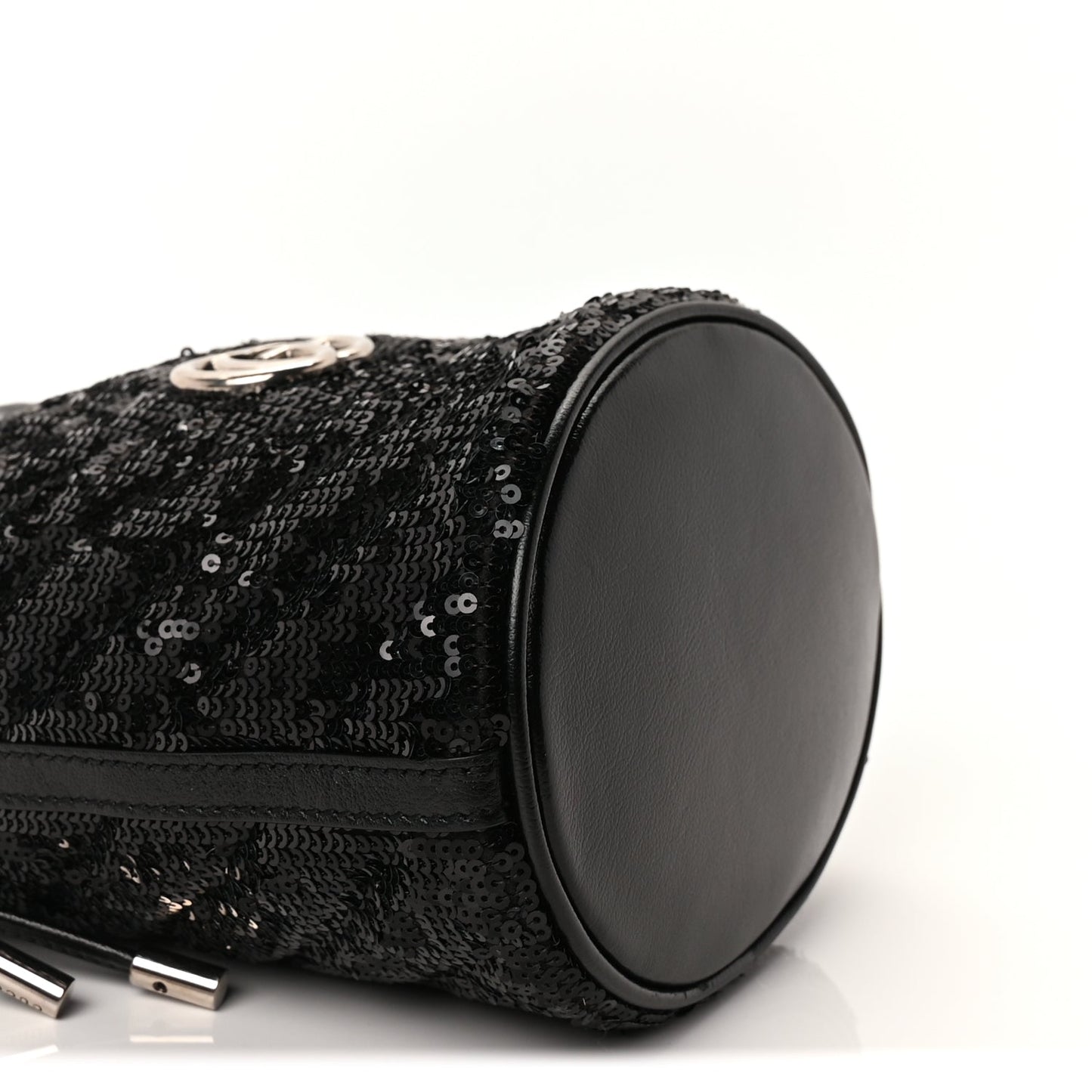 Gucci Sequin Mini GG Marmont 2.0 Bucket Bag  Black