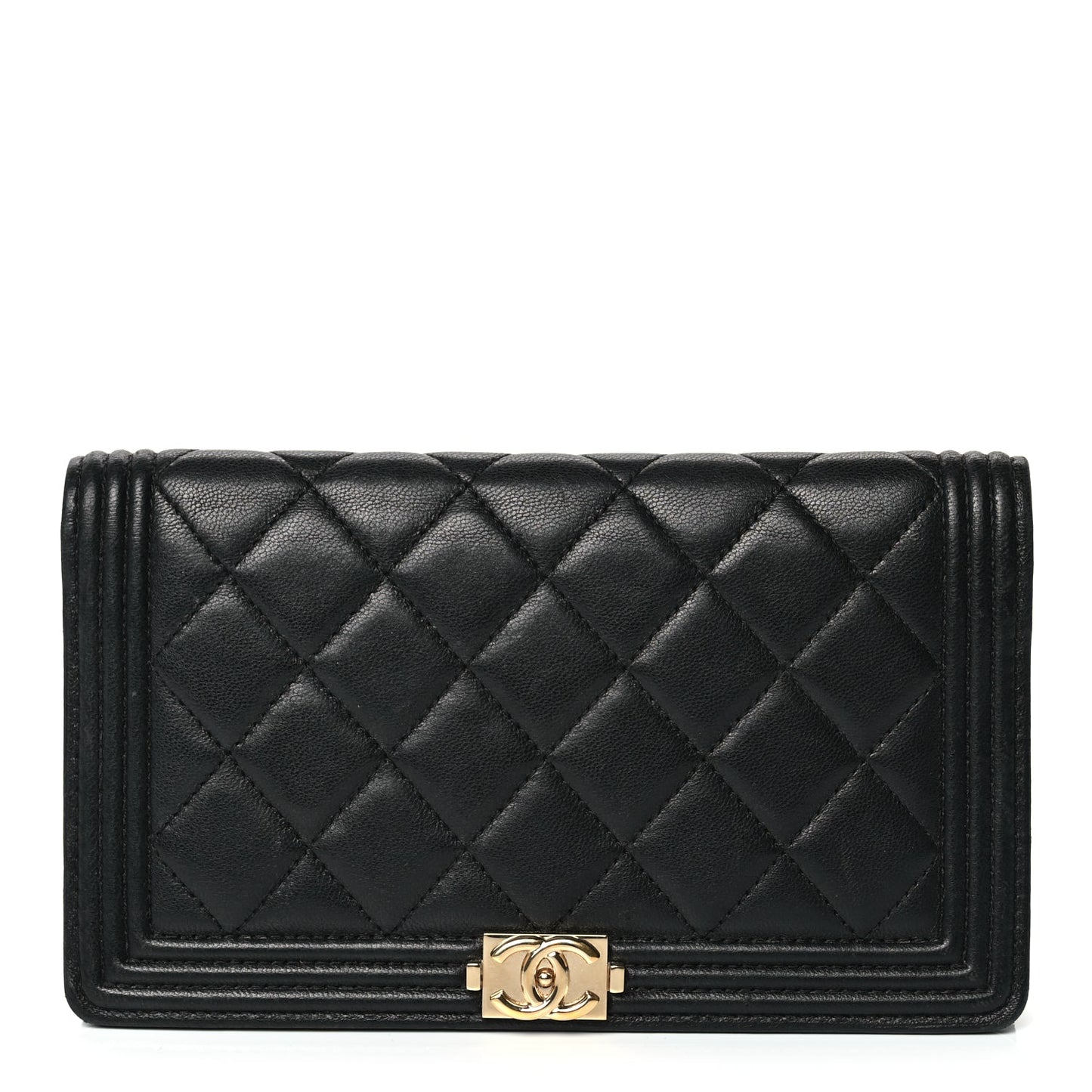 Chanel Lambskin Quilted Boy Yen Wallet Black