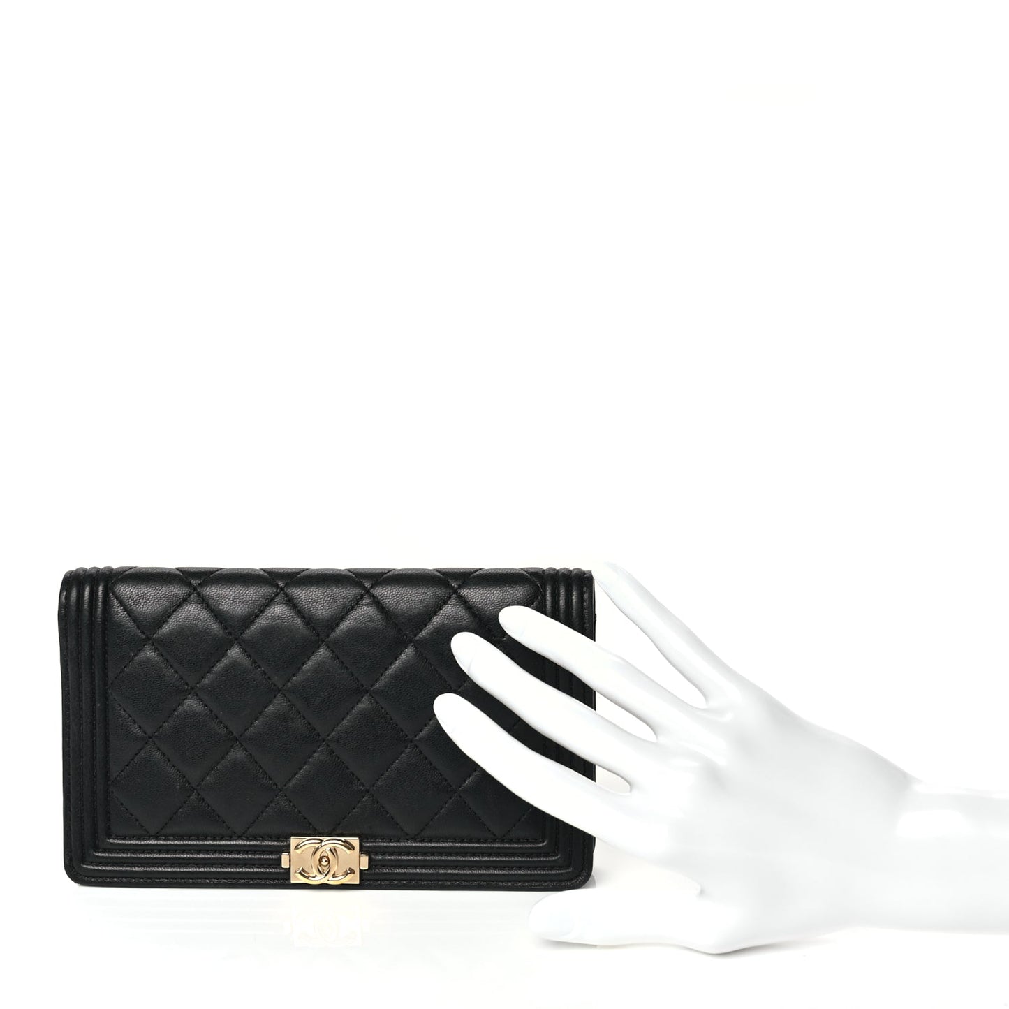 Chanel Lambskin Quilted Boy Yen Wallet Black