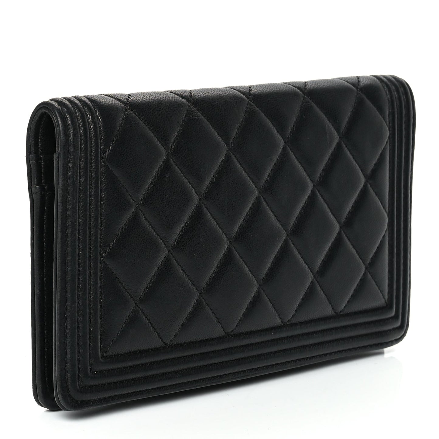Chanel Lambskin Quilted Boy Yen Wallet Black