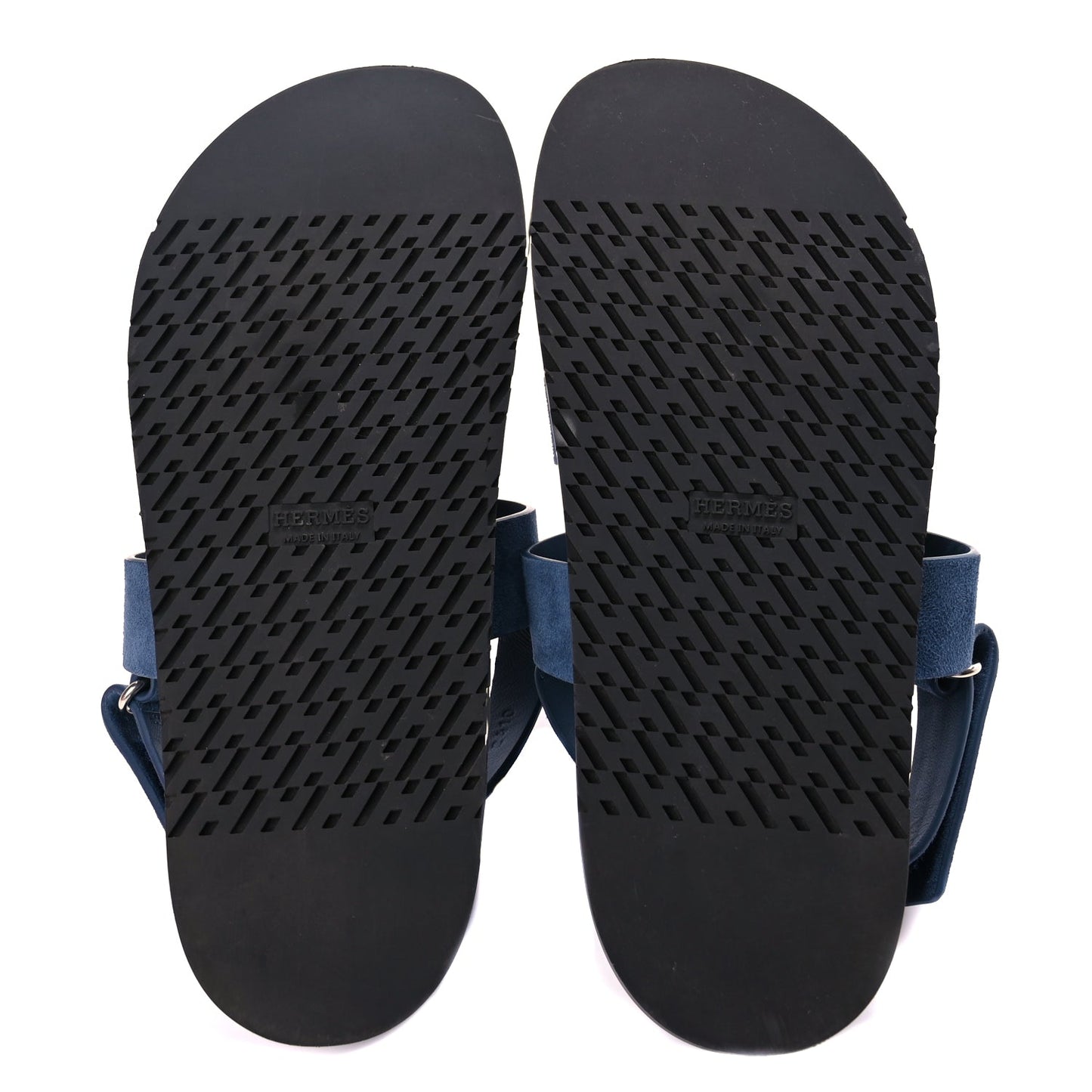 Hermes Suede Goatskin Womens Genius Sandals 39.5 Bleu Celeste