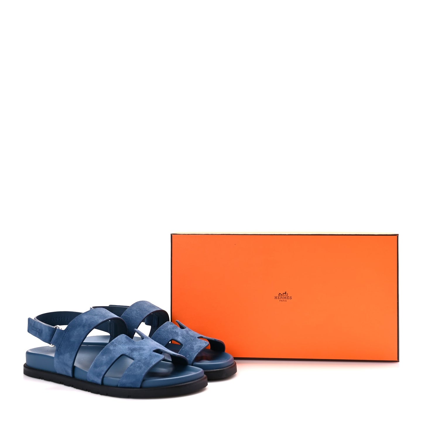 Hermes Suede Goatskin Womens Genius Sandals 39.5 Bleu Celeste