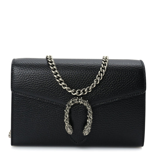 Gucci Calfskin Mini Dionysus Chain Wallet Black