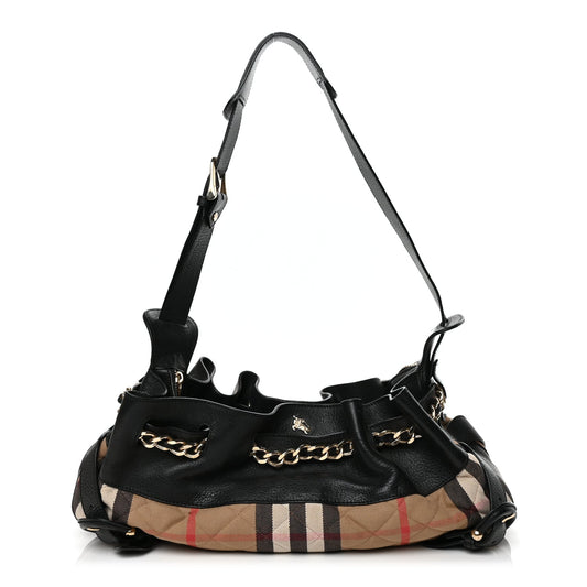Burberry Grainy Calfskin House Check Margaret Bag Black