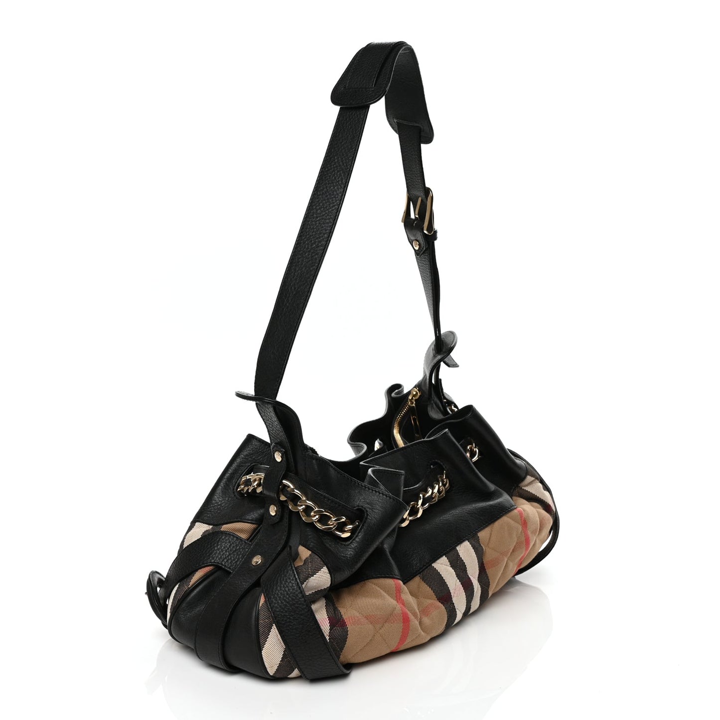 Burberry Grainy Calfskin House Check Margaret Bag Black