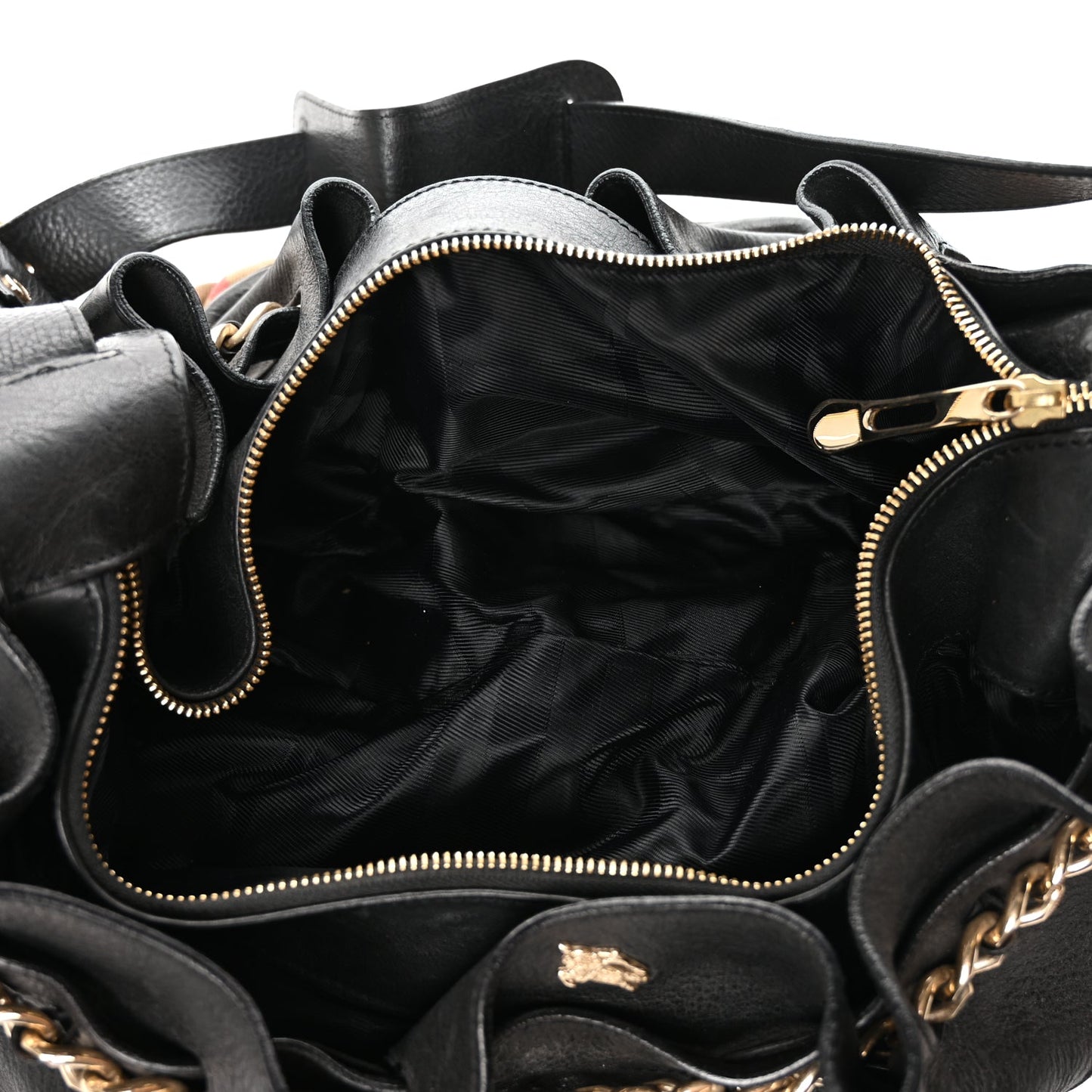Burberry Grainy Calfskin House Check Margaret Bag Black