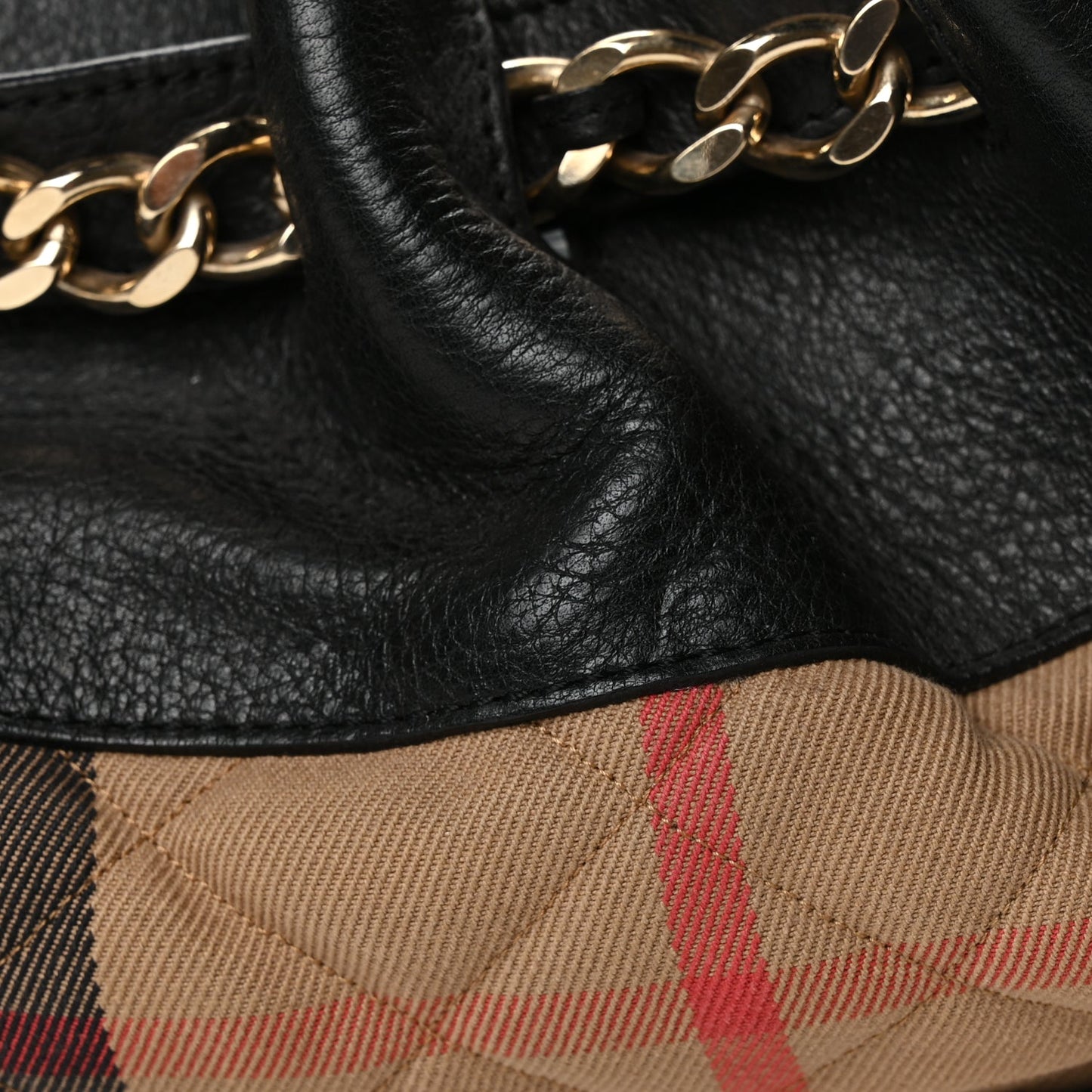 Burberry Grainy Calfskin House Check Margaret Bag Black