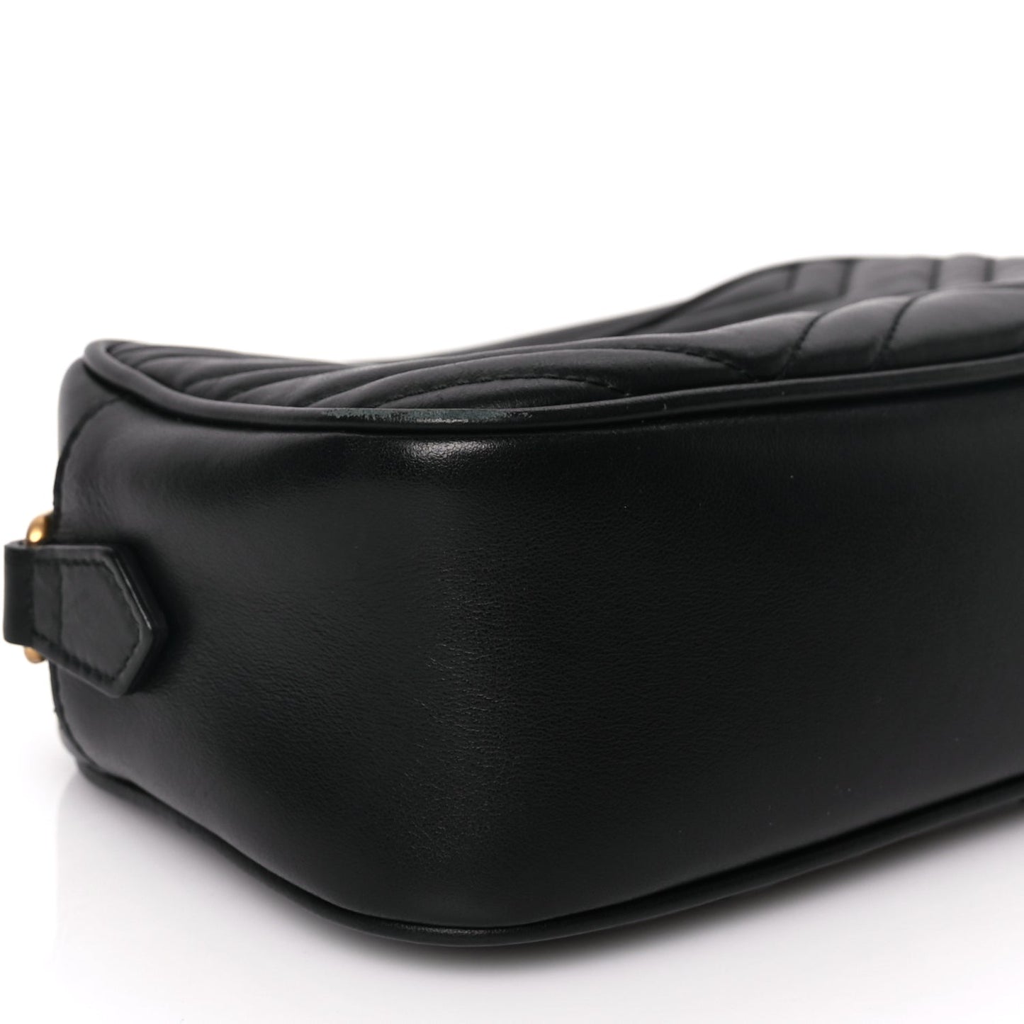 Gucci Calfskin Matelasse Small GG Marmont Chain Shoulder Bag Black