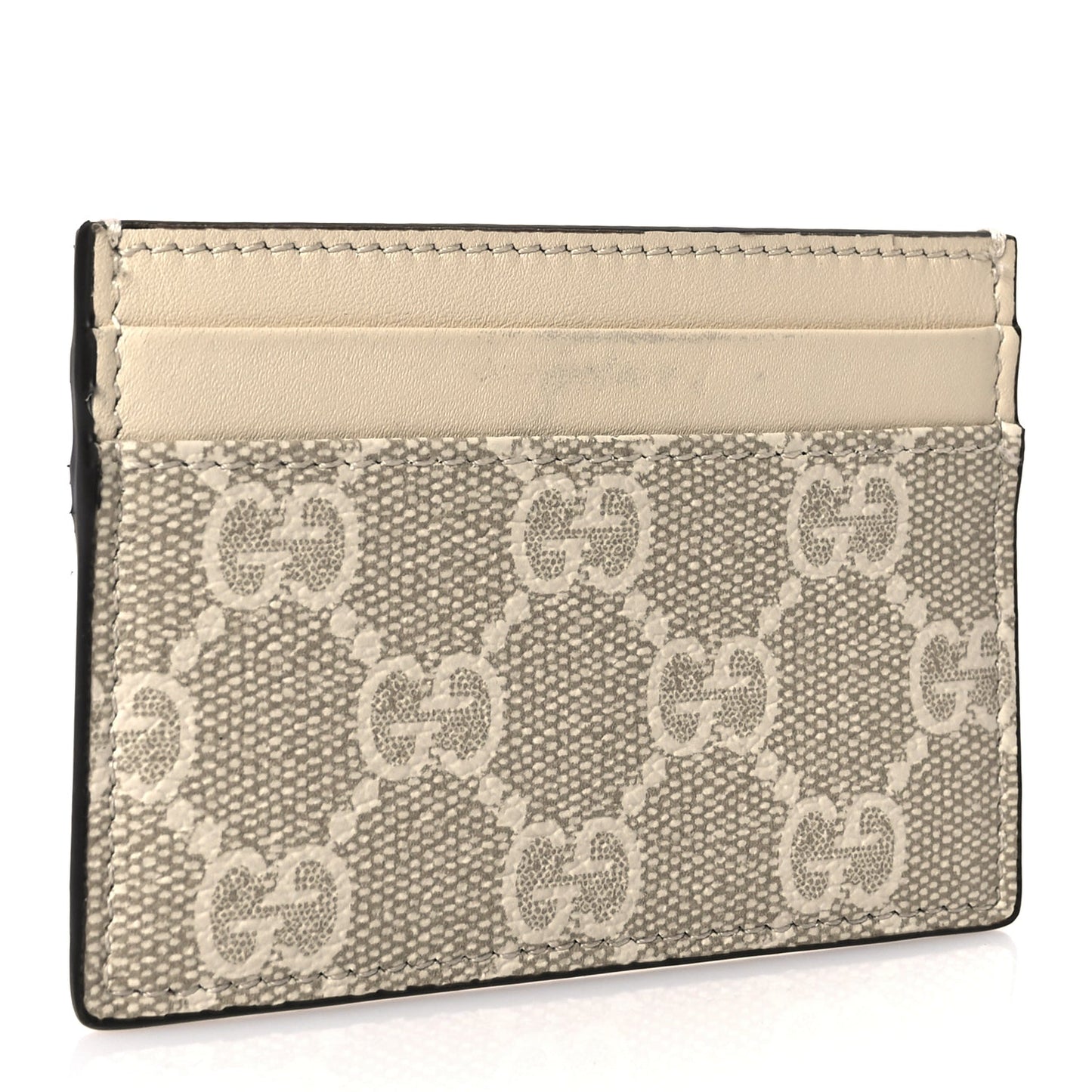 Gucci GG Supreme Monogram Calfskin Card Holder Beige Mystic White