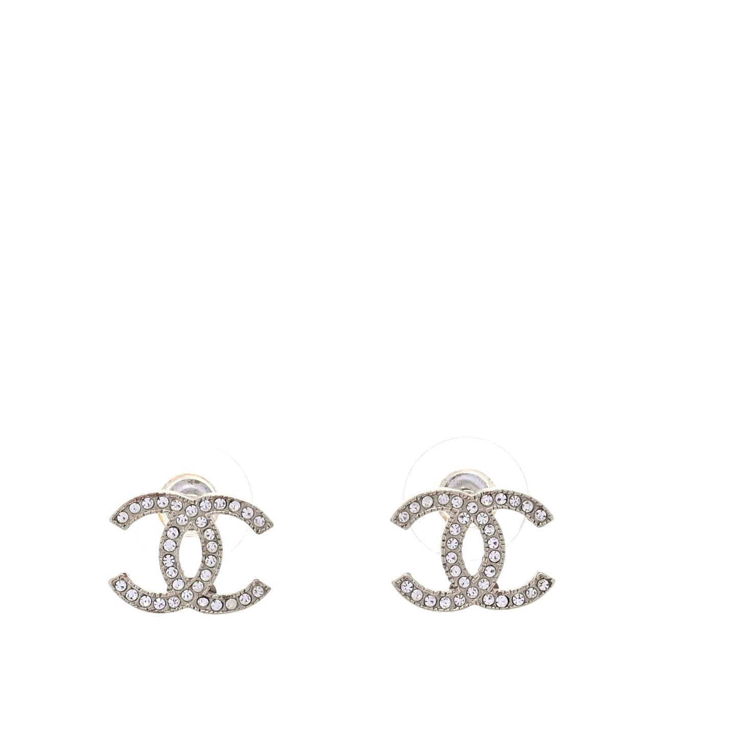 Chanel Metal Crystal CC Earrings Gold