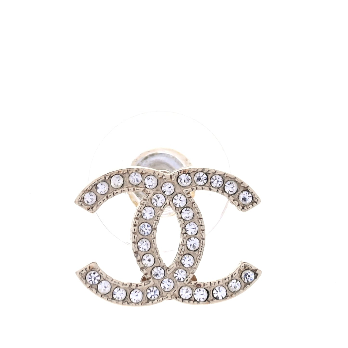 Chanel Metal Crystal CC Earrings Gold