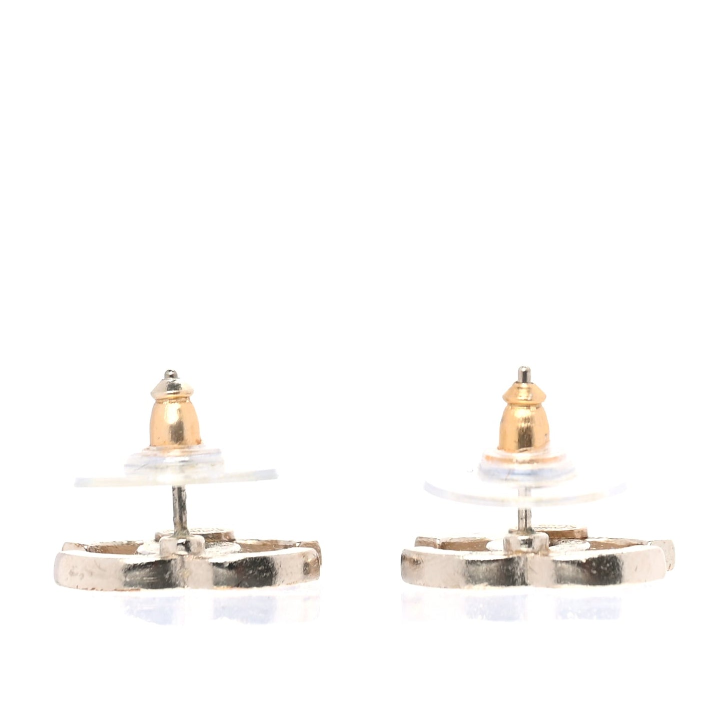 Chanel Metal Crystal CC Earrings Gold