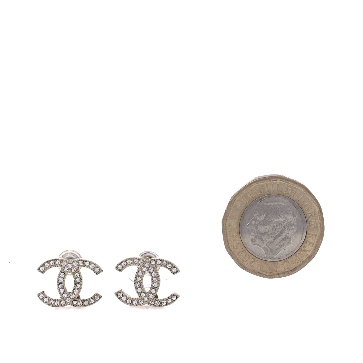 Chanel Metal Crystal CC Earrings Gold