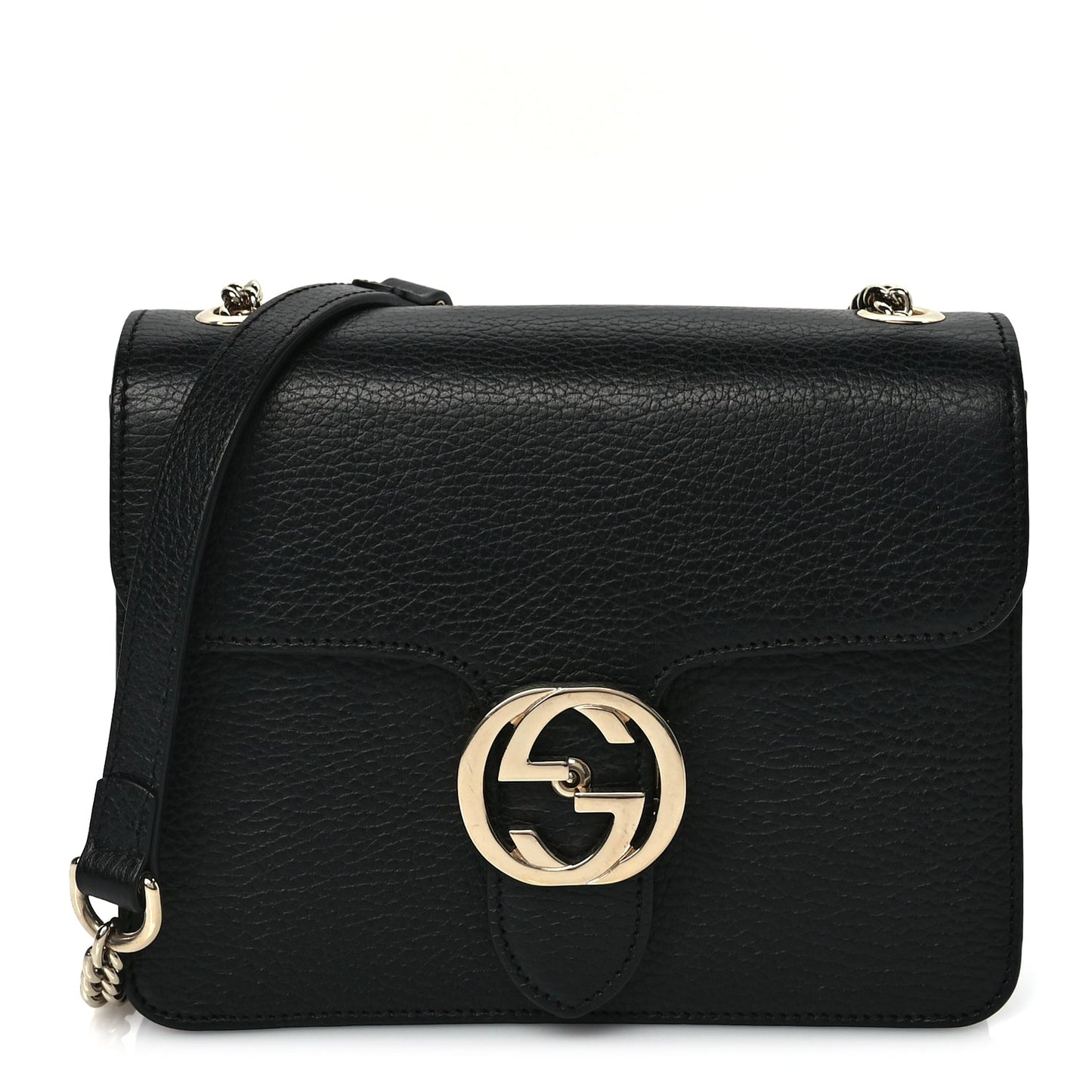Gucci Dollar Calfskin Small Interlocking G Shoulder Bag Black