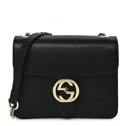 Gucci Dollar Calfskin Small Interlocking G Shoulder Bag Black