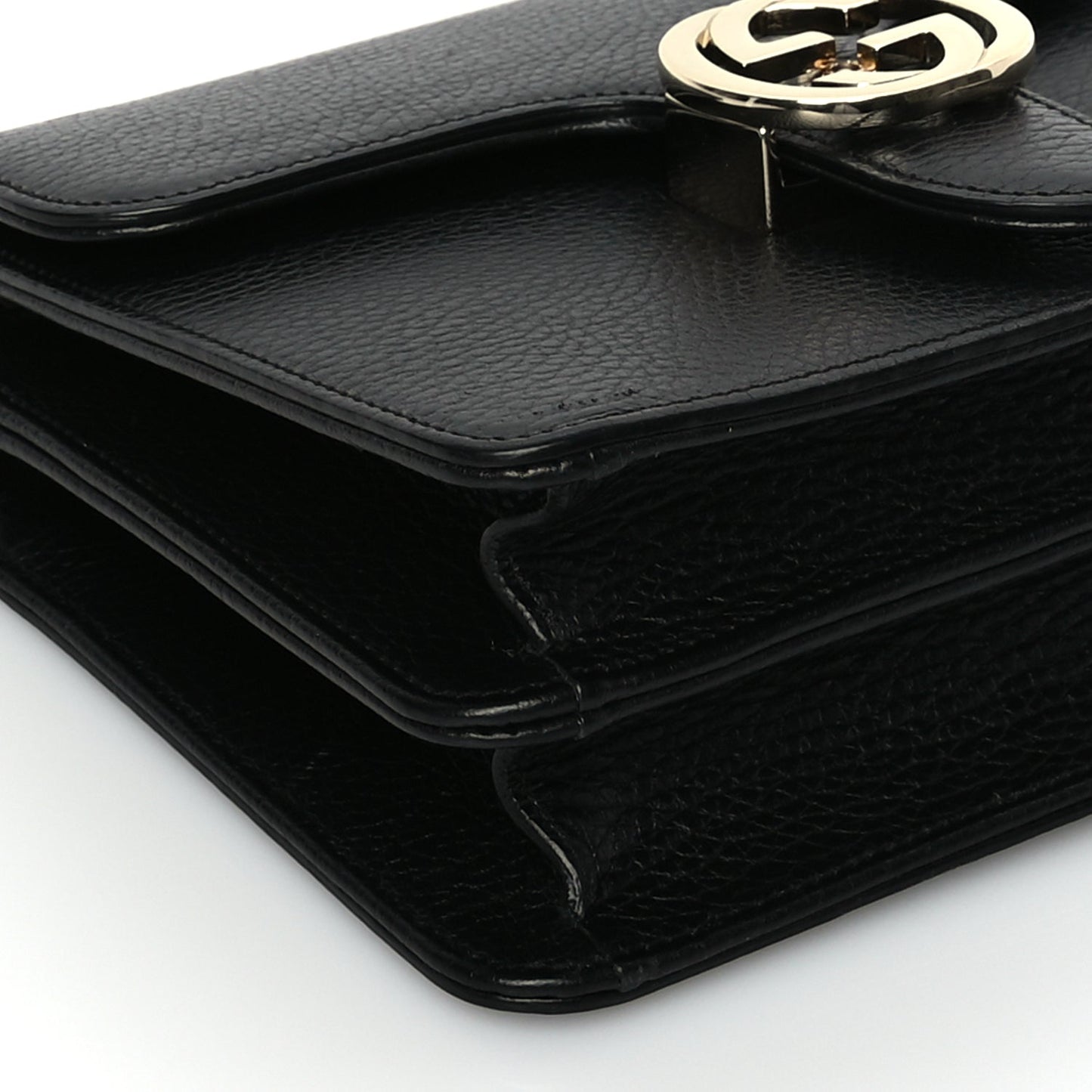 Gucci Dollar Calfskin Small Interlocking G Shoulder Bag Black