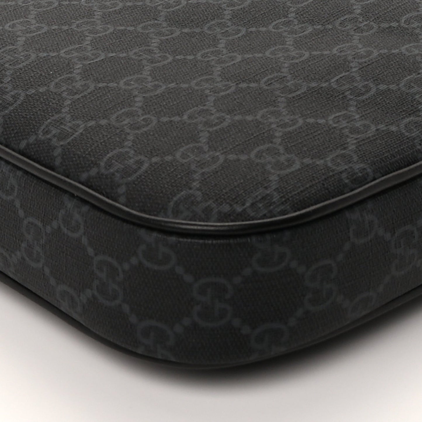Gucci GG Supreme Monogram Appia Calfskin Web Large Messenger Bag Black Grey