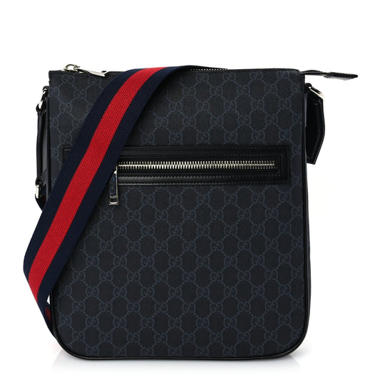Gucci GG Supreme Monogram Web Messenger Bag  Black/Grey