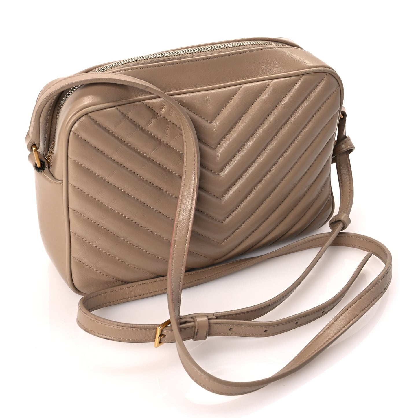Saint Laurent Calfskin Matelasse Monogram Lou Camera Bag Dark Beige